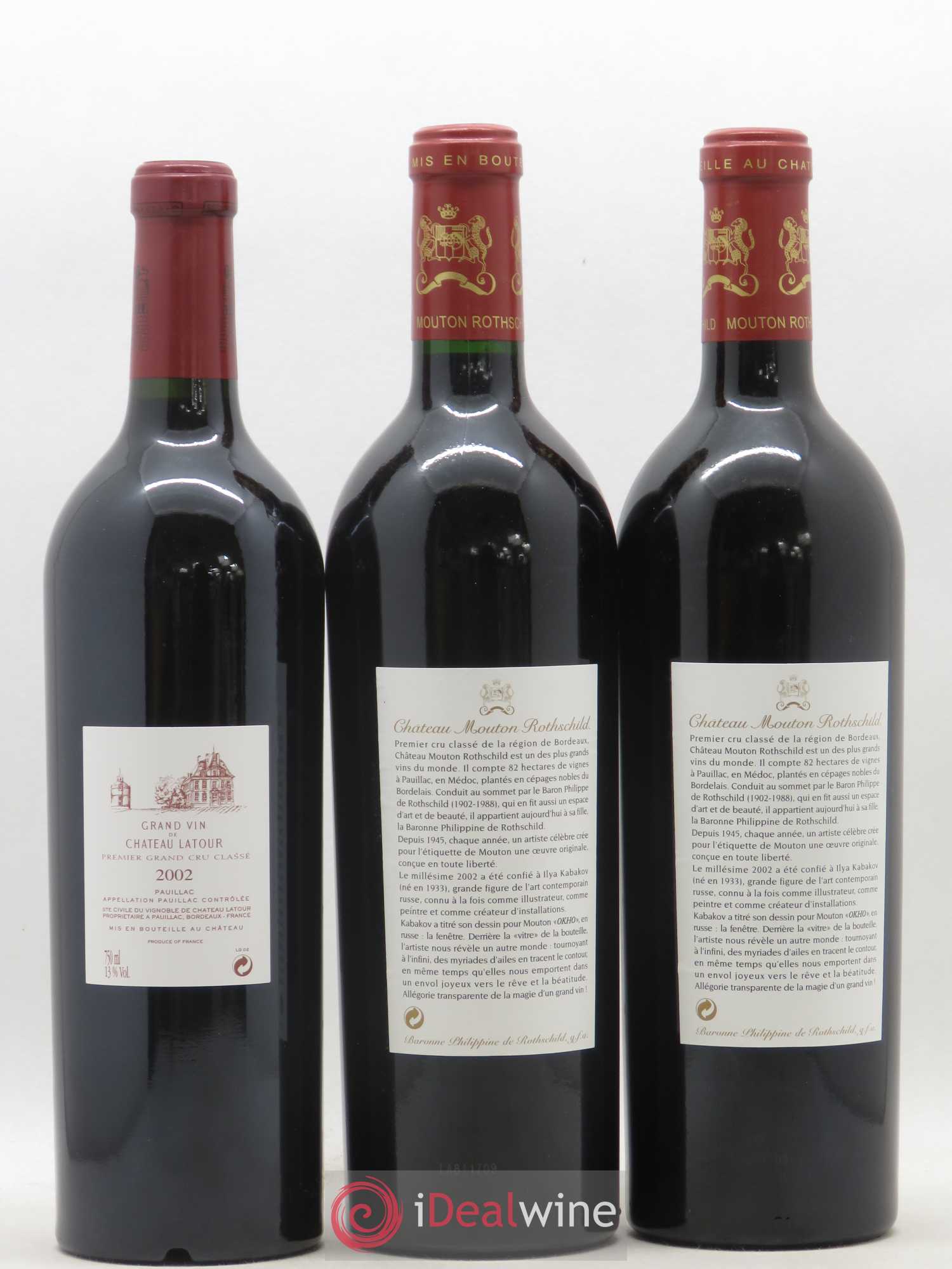 Caisse Primeurs 2 Margaux, 2 Petrus, 2 Haut Brion,2 Latour, 2 Lafite Rothschild, 2 Mouton Rothschild 2002 - Posten von 12 Flaschen - 2