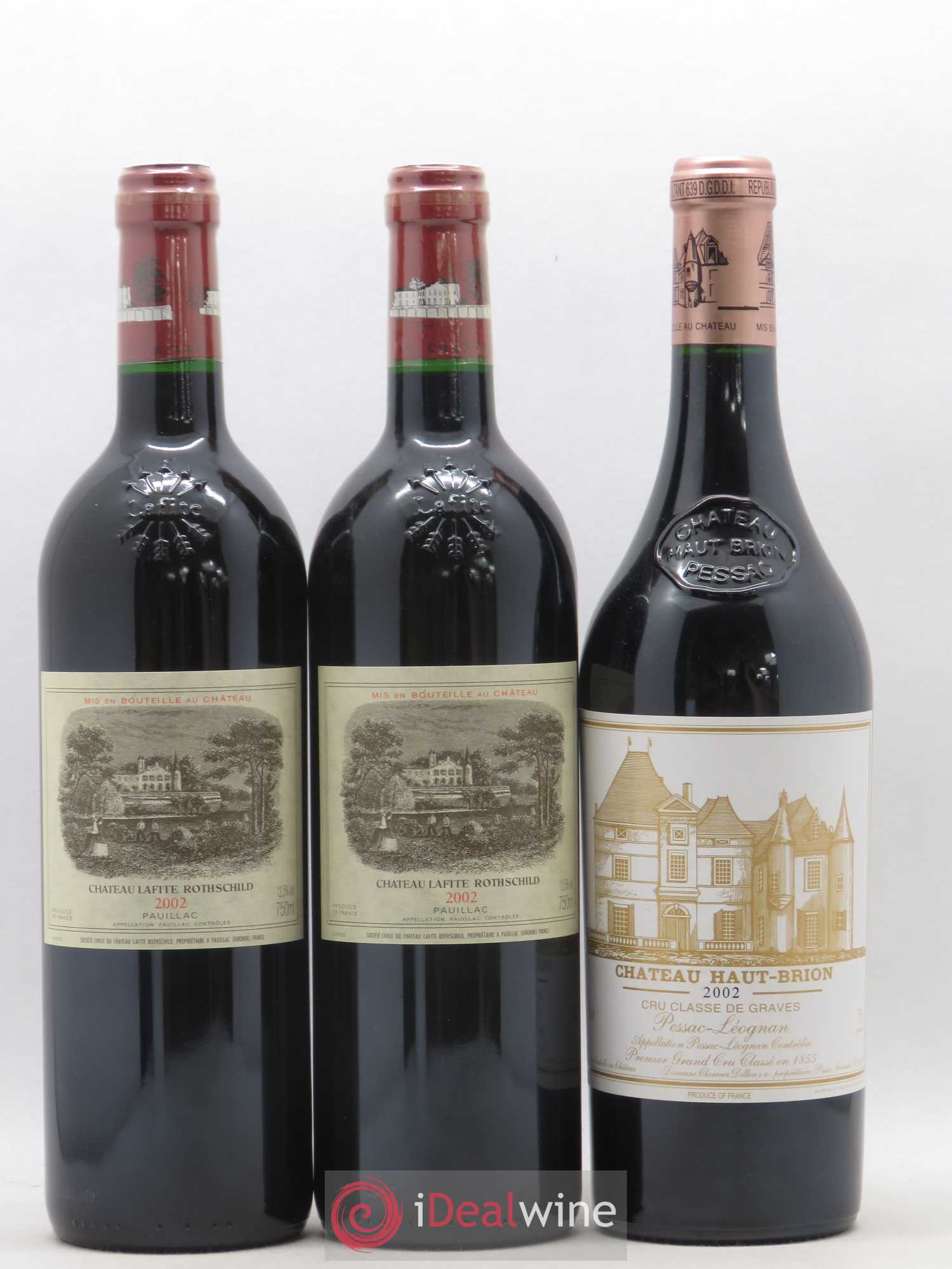 Caisse Primeurs 2 Margaux, 2 Petrus, 2 Haut Brion,2 Latour, 2 Lafite Rothschild, 2 Mouton Rothschild 2002 - Posten von 12 Flaschen - 5