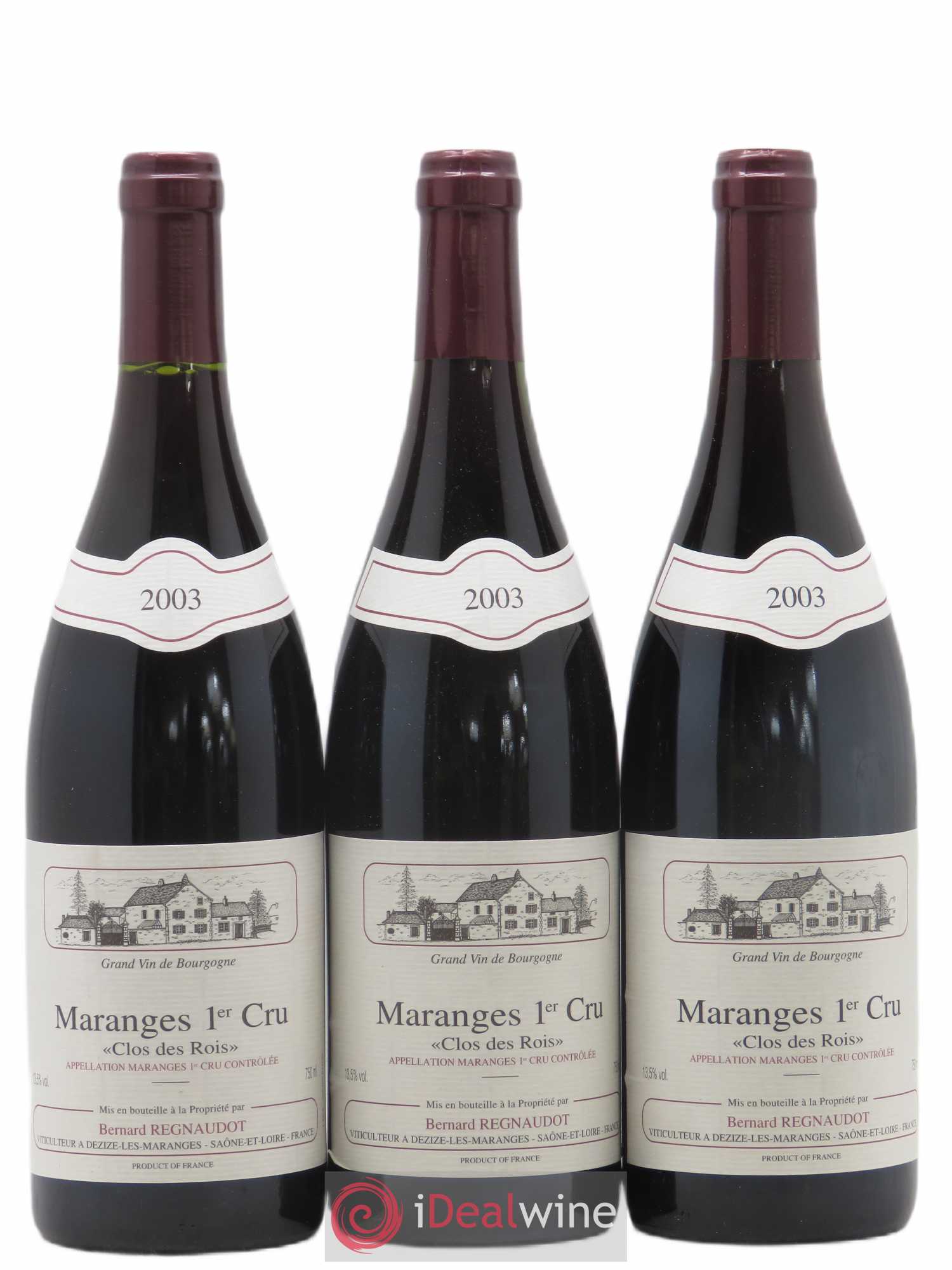 Maranges 1er Cru Clos des Rois Bernard Regnaudot 2003 - Lot de 3 bouteilles - 0