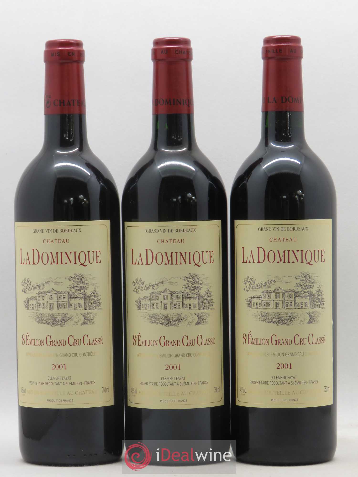 Château la Dominique Grand Cru Classé 2001 - Lot de 3 bouteilles - 0