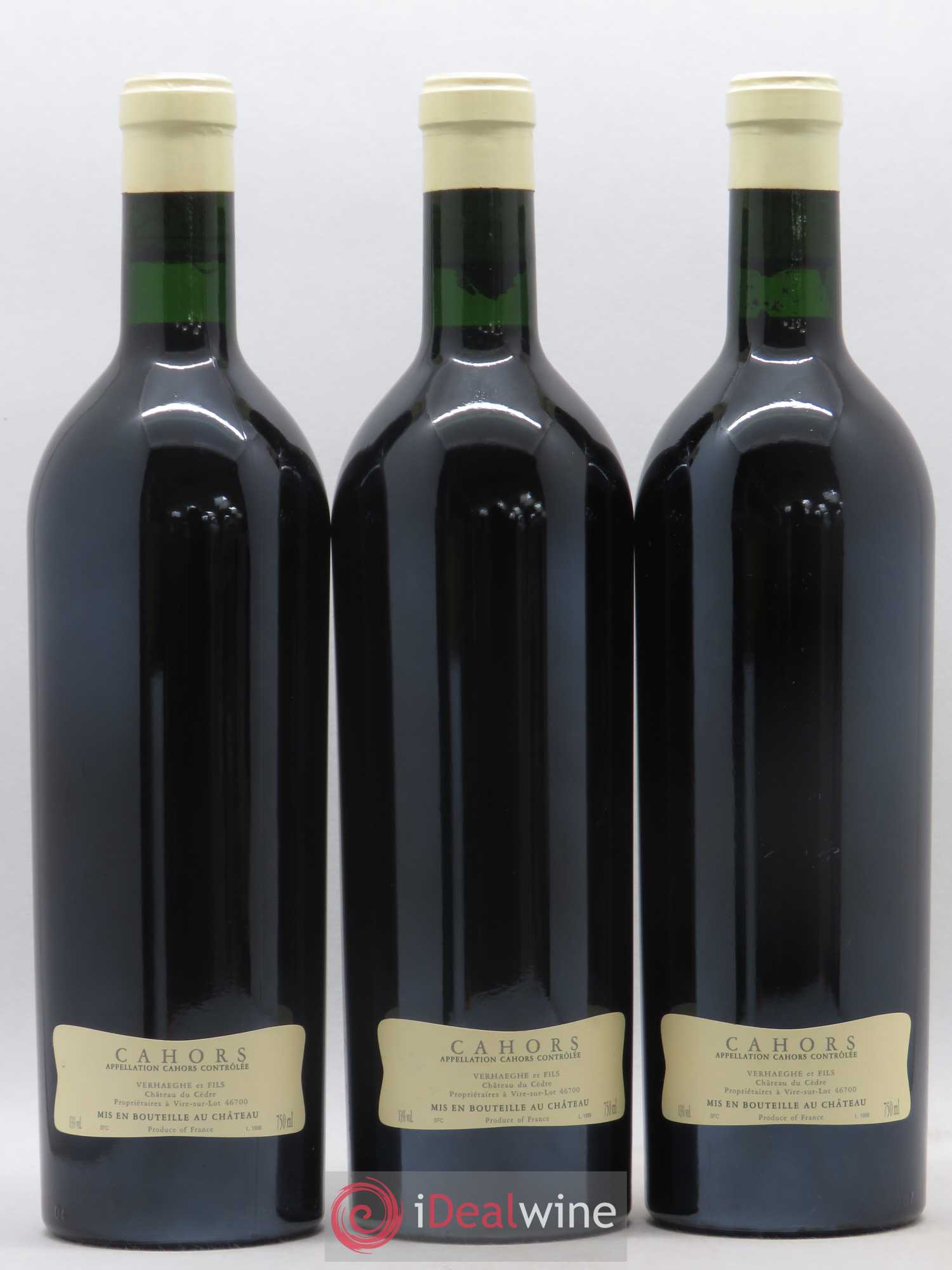 Cahors Château du Cèdre Cuvée Le Cèdre Pascal et Jean-Marc Verhaeghe 1998 - Lot de 3 bouteilles - 1