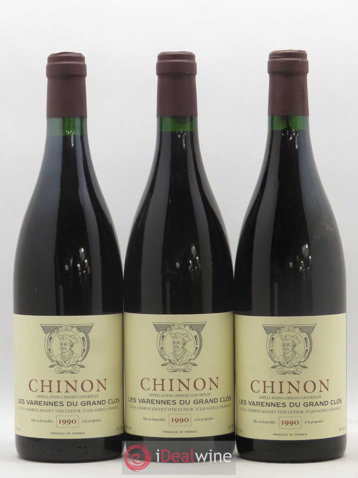 Chinon Les Varennes du Grand Clos Charles Joguet 1990 - Lot de 3 bouteilles - 0