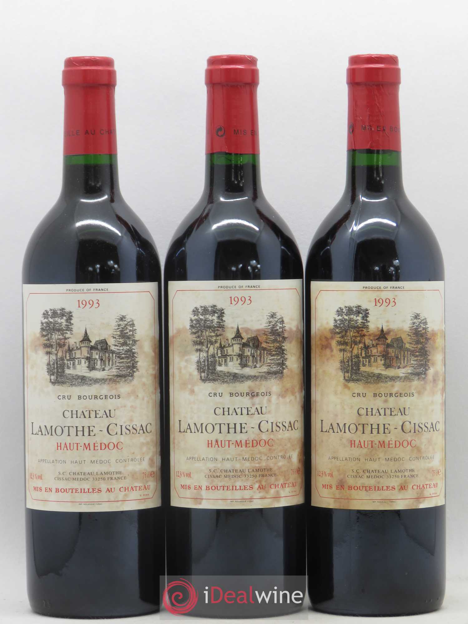 Château Lamothe Cissac Cru Bourgeois 1993 - Lot de 3 bouteilles - 0