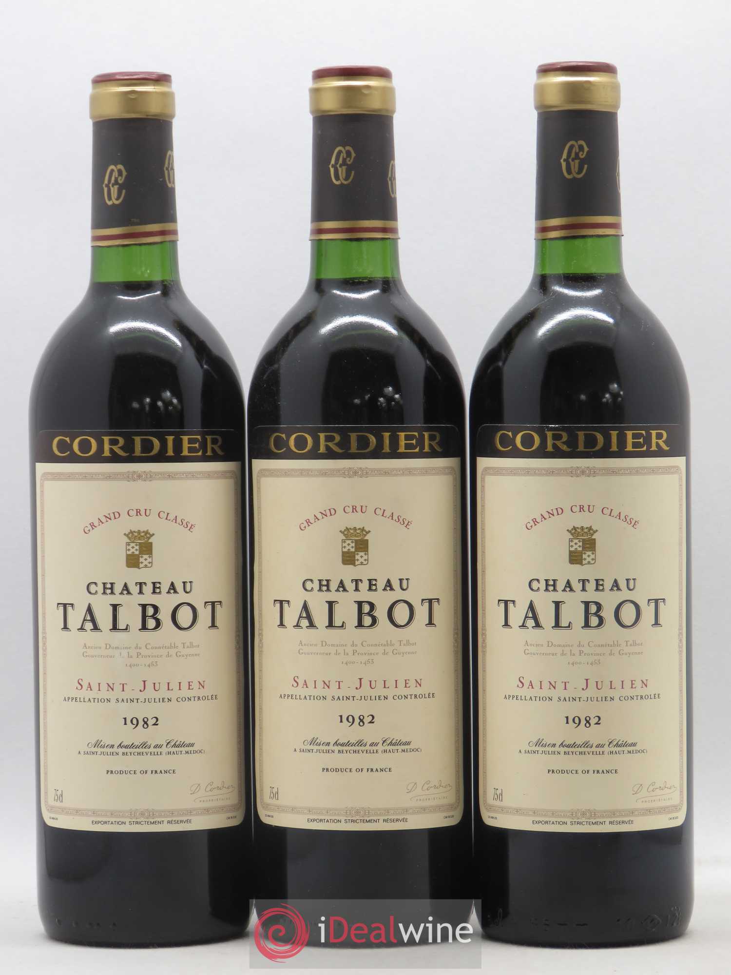 Château Talbot 4ème Grand Cru Classé 1982 - Lot de 3 bouteilles - 0
