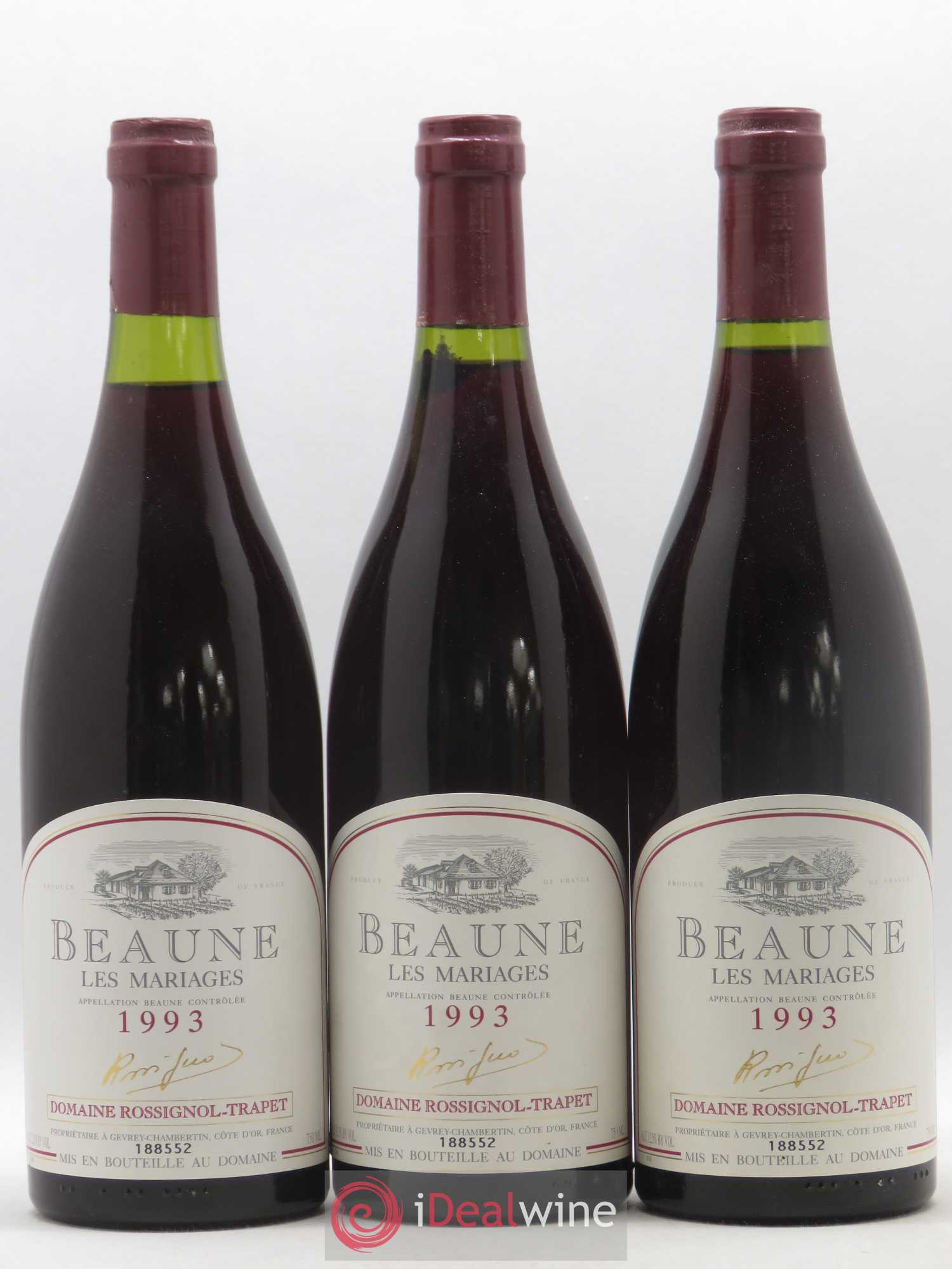 Beaune Les Mariages Rossignol Trapet 1993 - Posten von 12 Flaschen - 1