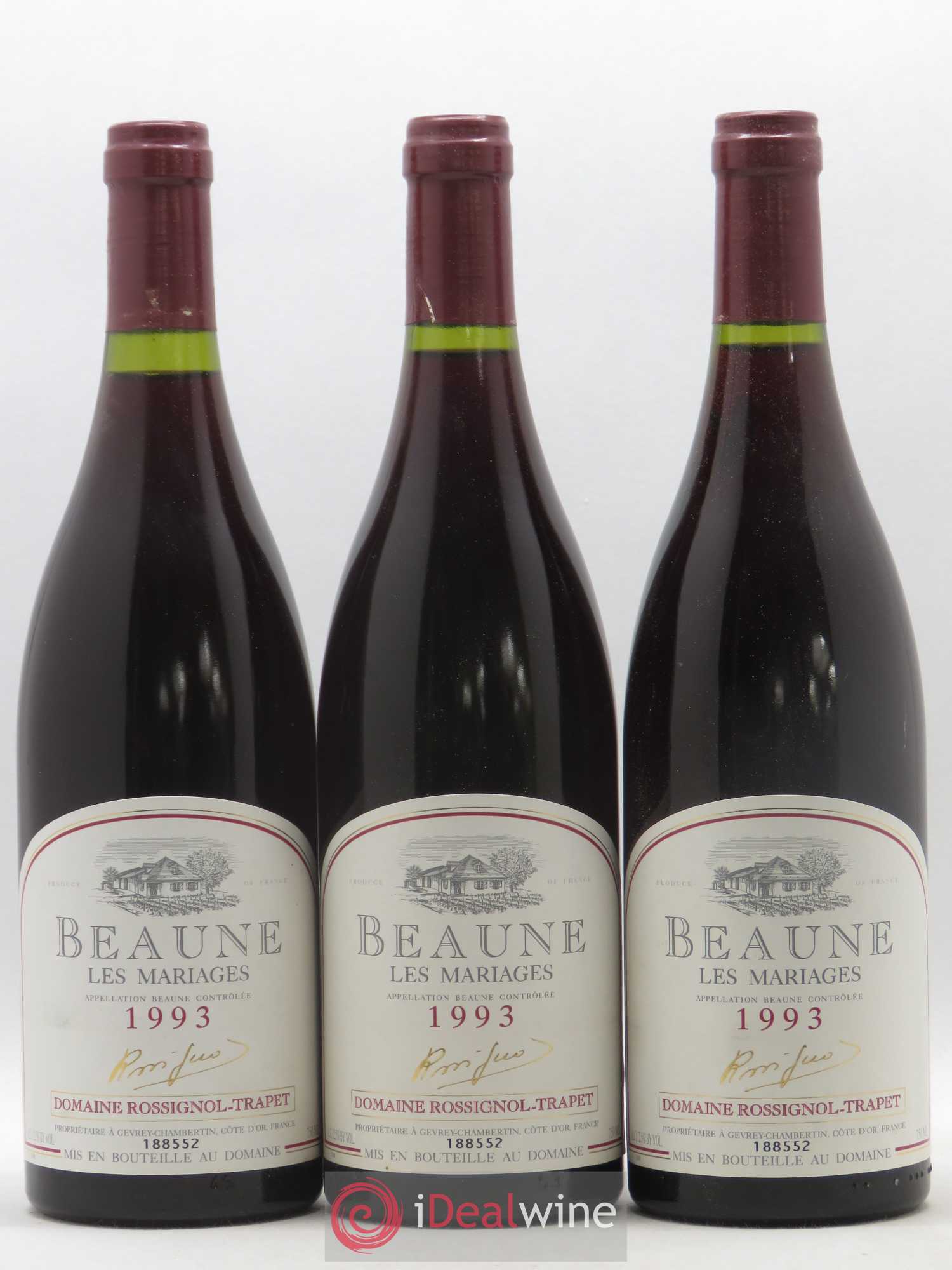 Beaune Les Mariages Rossignol Trapet 1993 - Posten von 12 Flaschen - 3