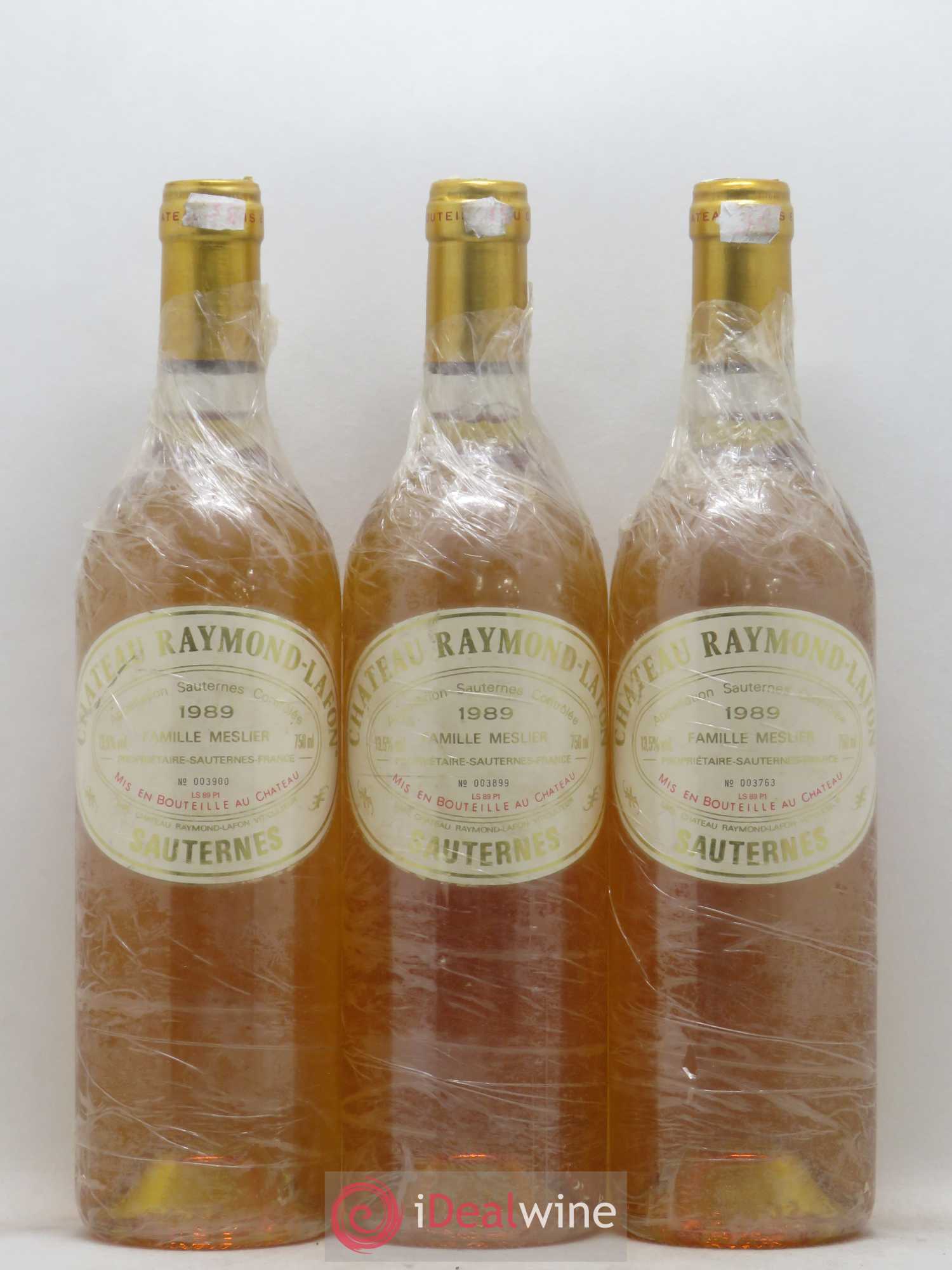 Château Raymond Lafon 1989 - Lotto di 3 bottiglie - 0