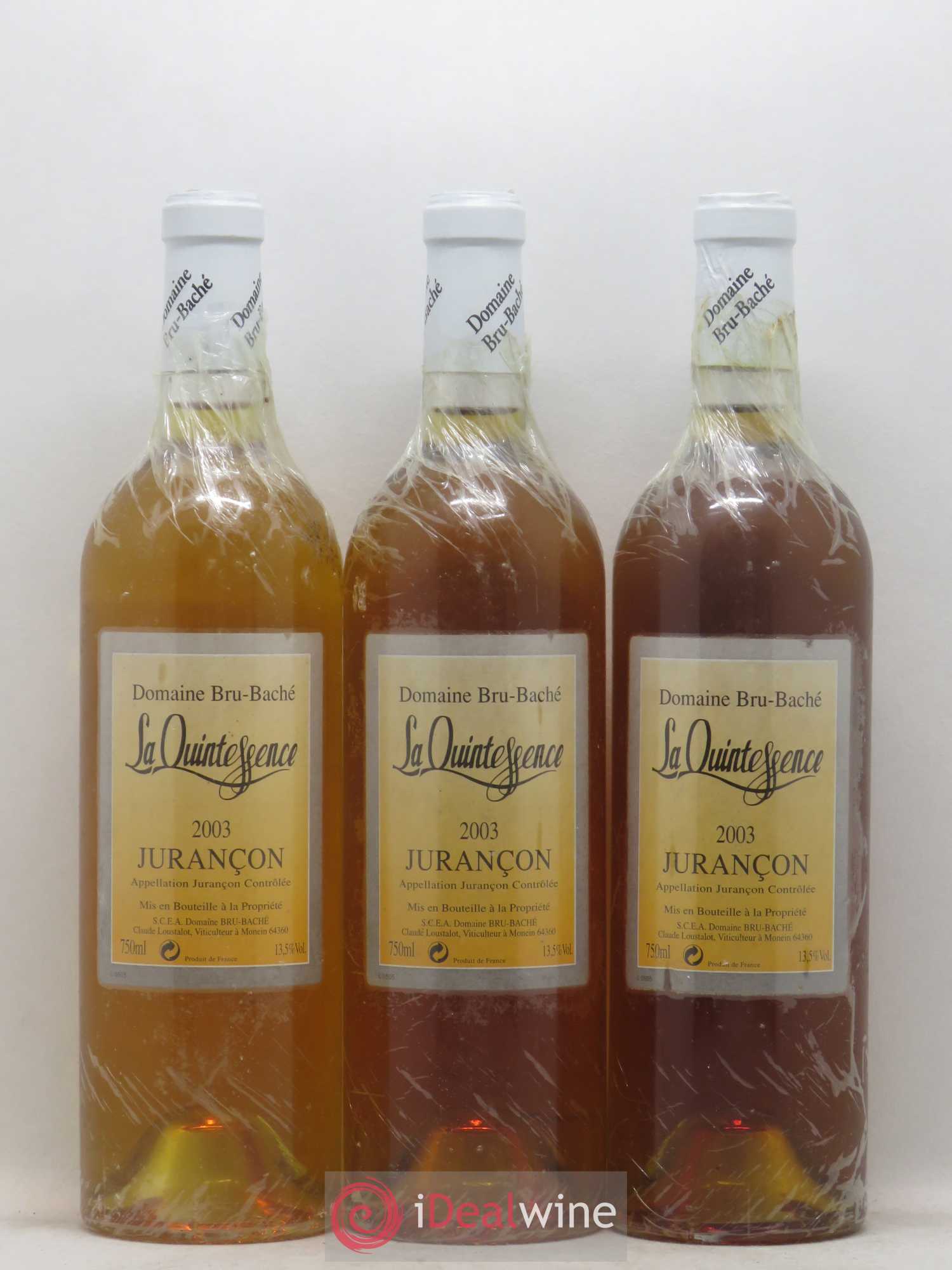 Jurançon La Quintessence Domaine Bru-Baché 2003 - Lotto di 3 bottiglie - 0