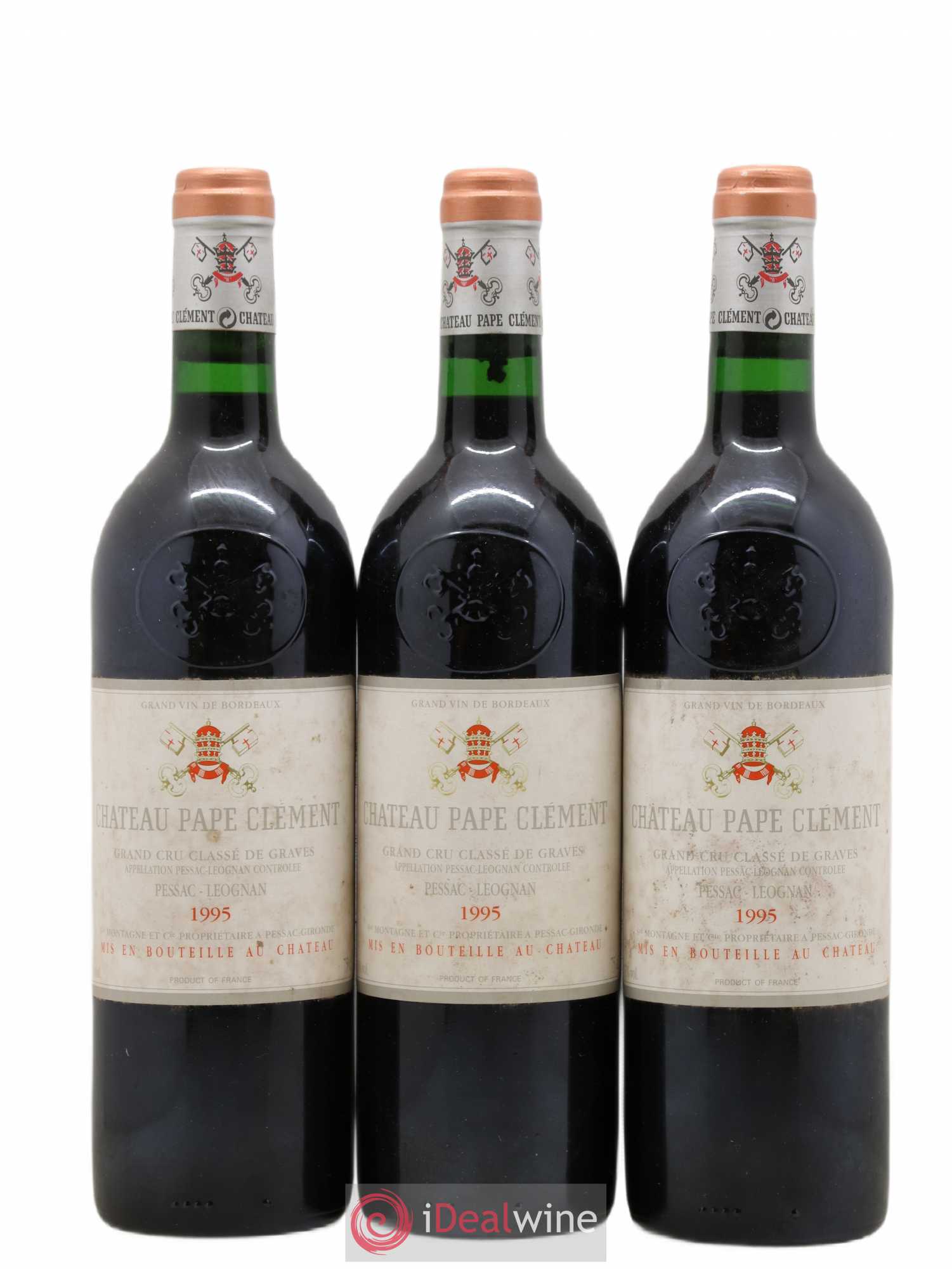 Château Pape Clément Cru Classé de Graves 1995 - Lot de 3 bouteilles - 0