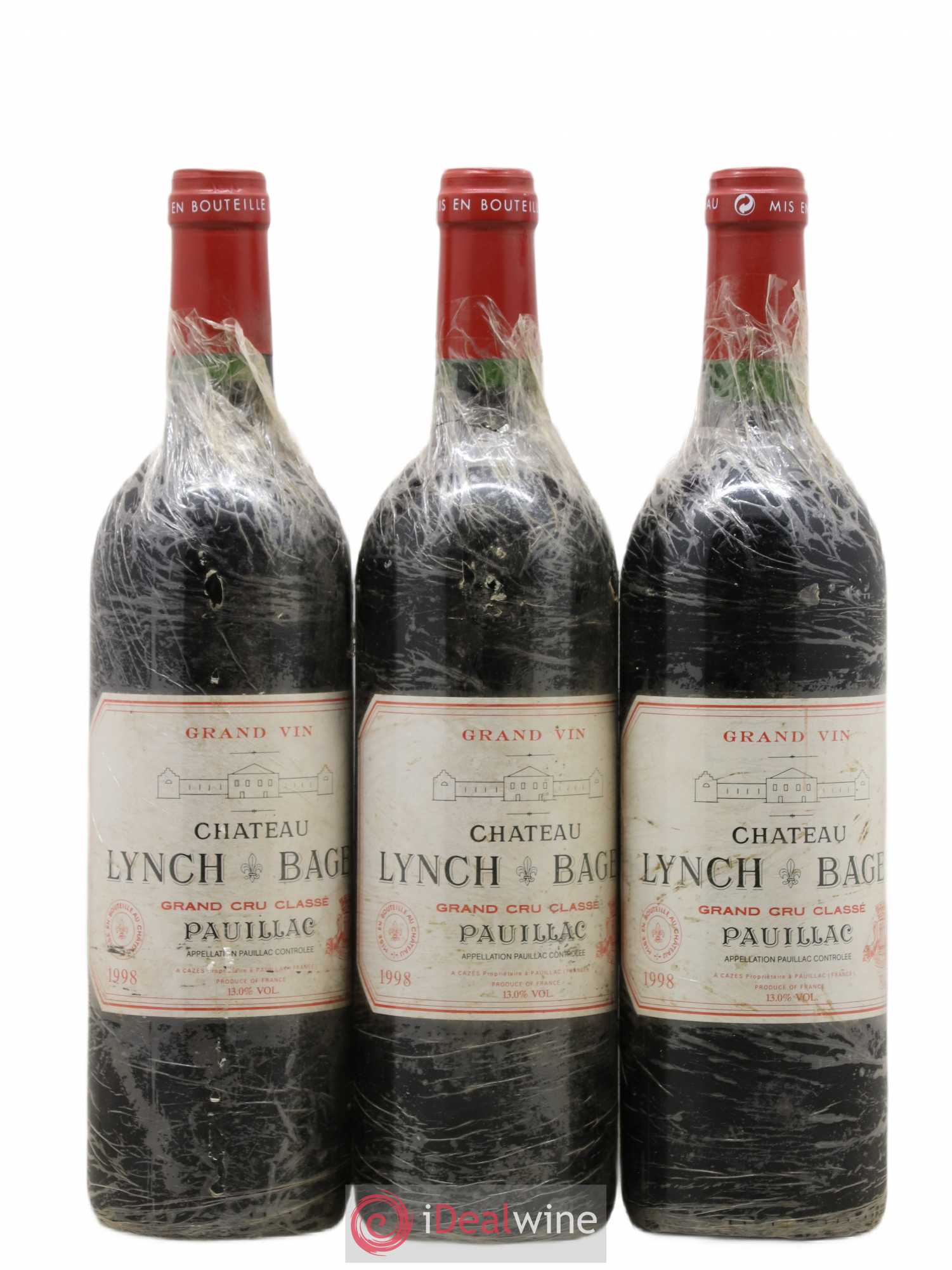 Château Lynch Bages 5ème Grand Cru Classé 1998 - Lot de 3 bouteilles - 0