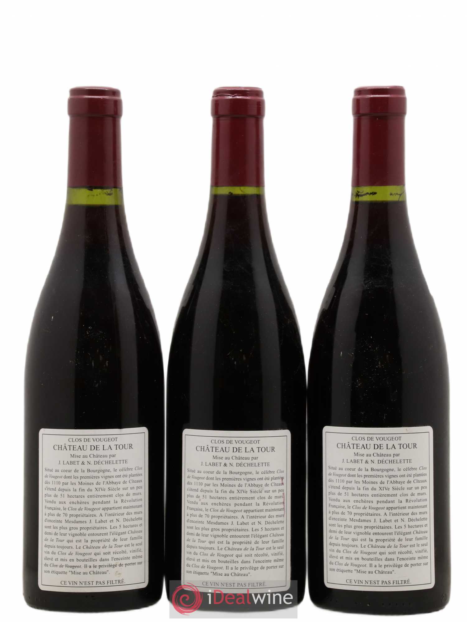 Clos de Vougeot Grand Cru Vieilles Vignes Château de La Tour 1998 - Lot de 3 bouteilles - 1