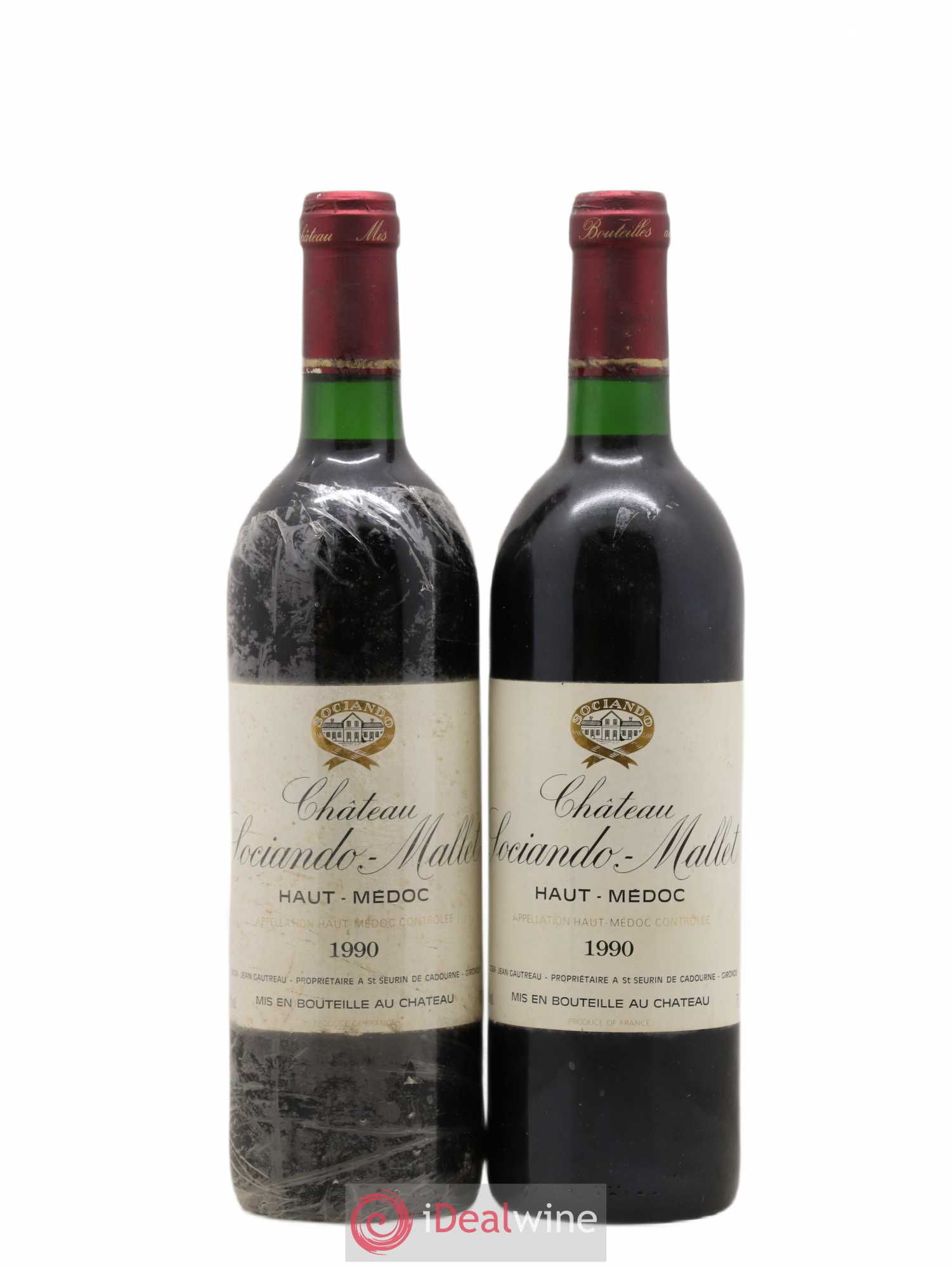 Château Sociando Mallet 1990 - Lot de 2 bouteilles - 0