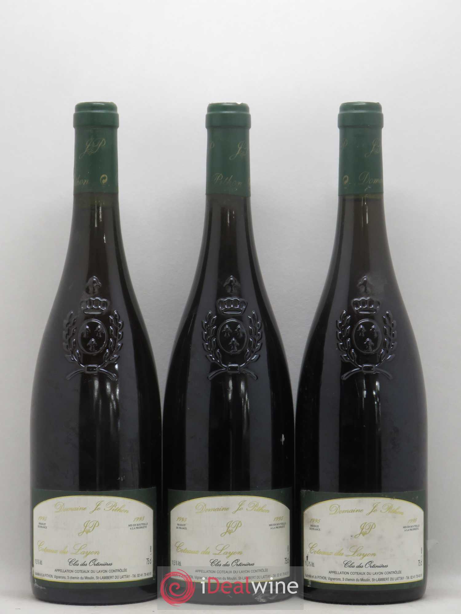 Coteaux du Layon Clos des Ortinieres Pithon 1995 - Lotto di 3 bottiglie - 0