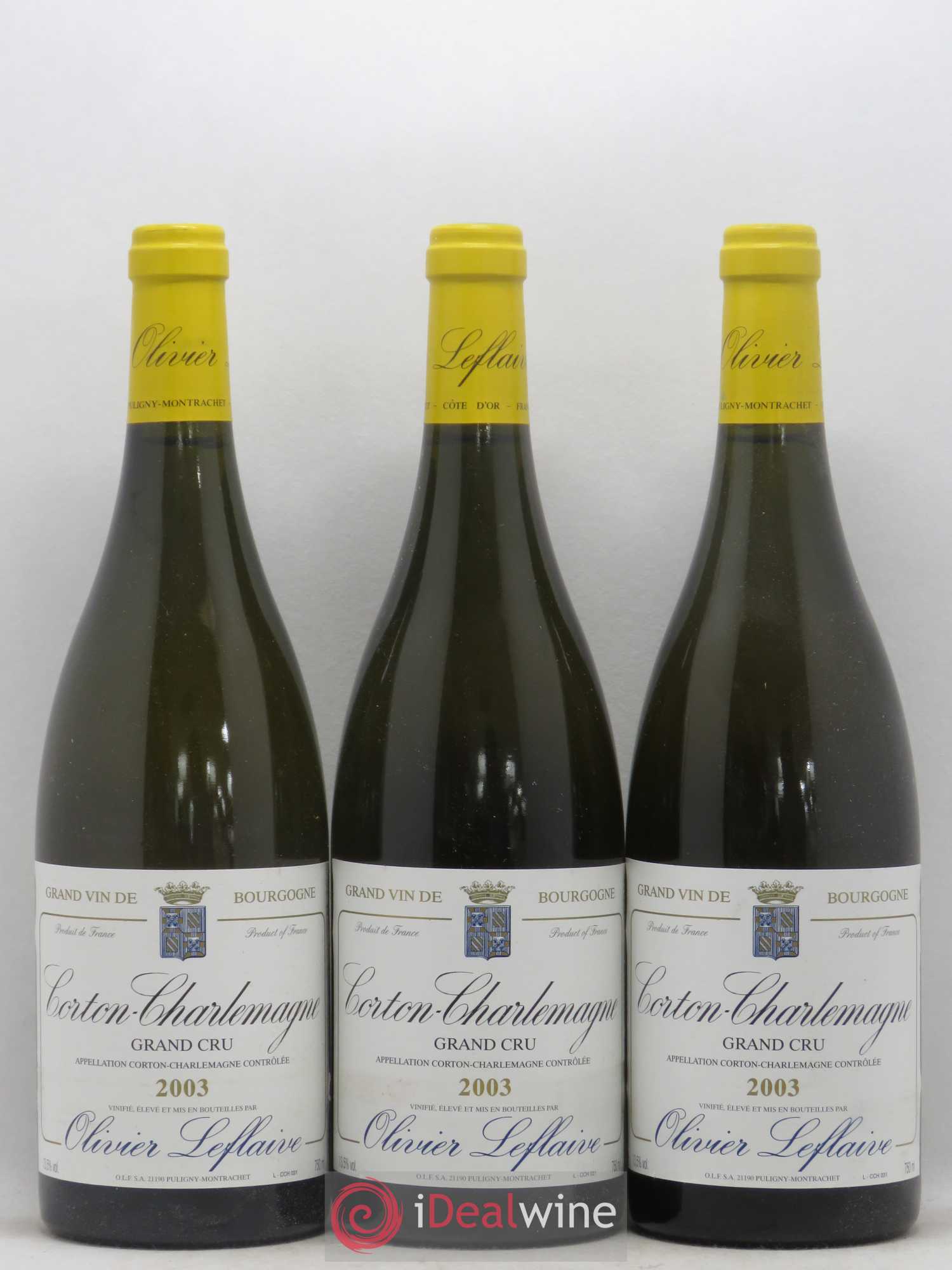 Corton-Charlemagne Grand Cru Olivier Leflaive 2003 - Lot de 3 bouteilles - 0