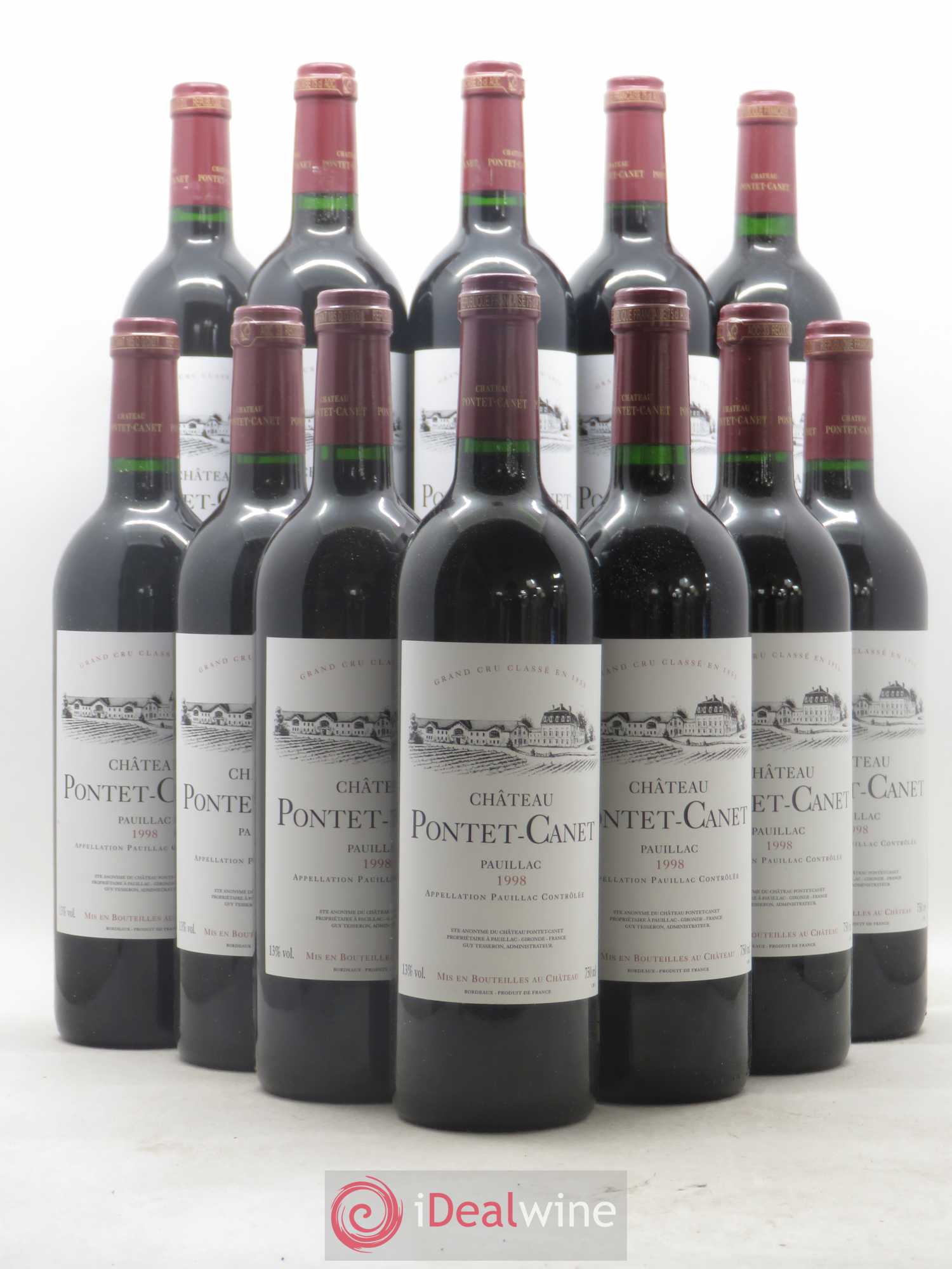 Château Pontet Canet 5ème Grand Cru Classé 1998 - Lot de 12 bouteilles - 0