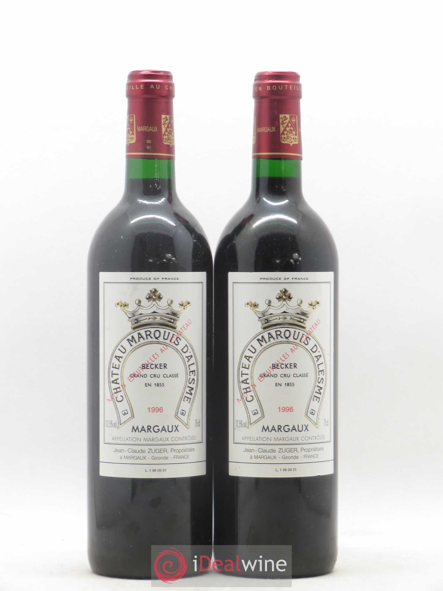 Château Marquis d'Alesme 1996 - Lot de 2 bouteilles - 0