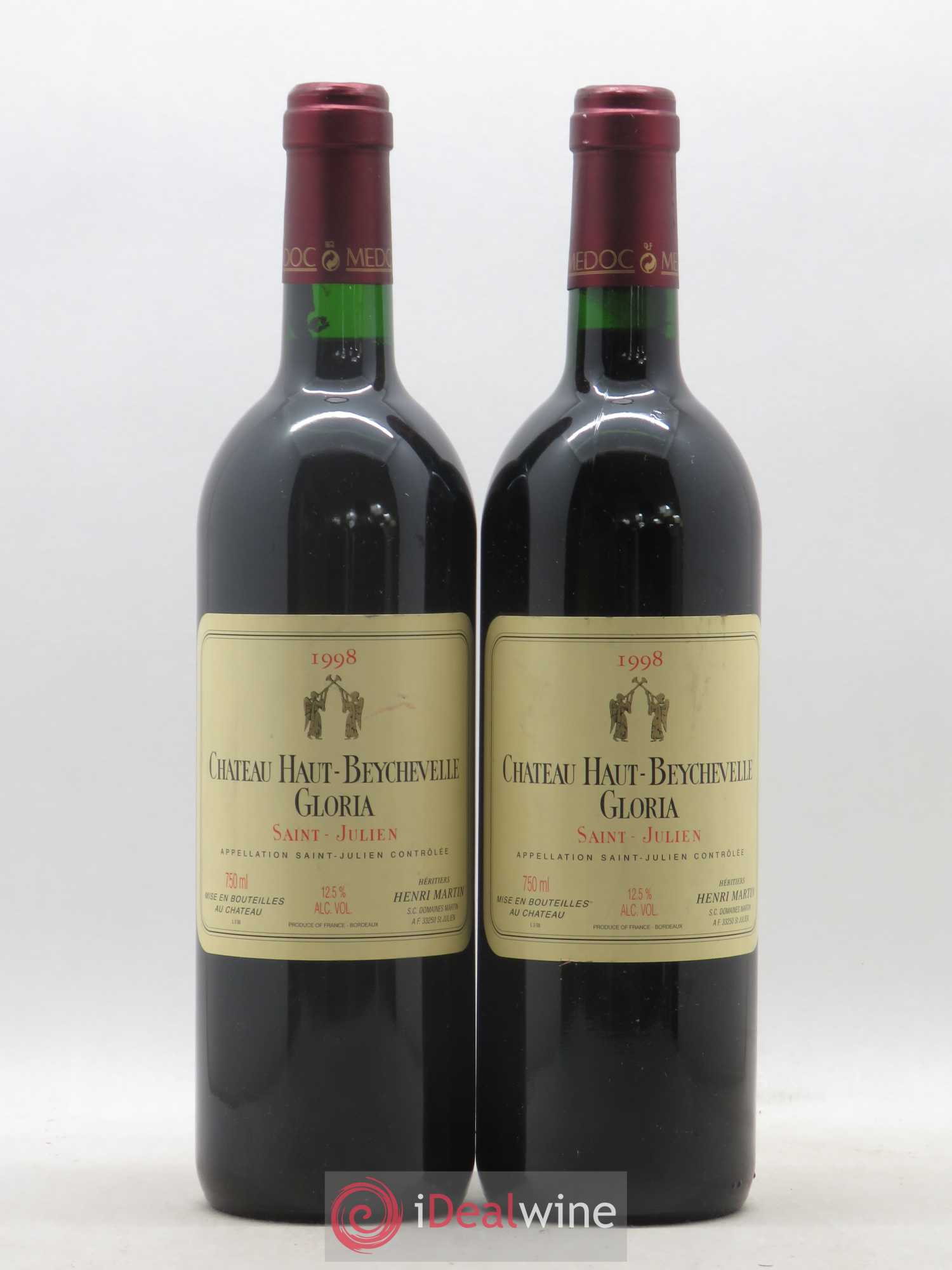 Saint-Julien Château Haut-Beychevelle Gloria 1998 - Lot de 2 bouteilles - 0