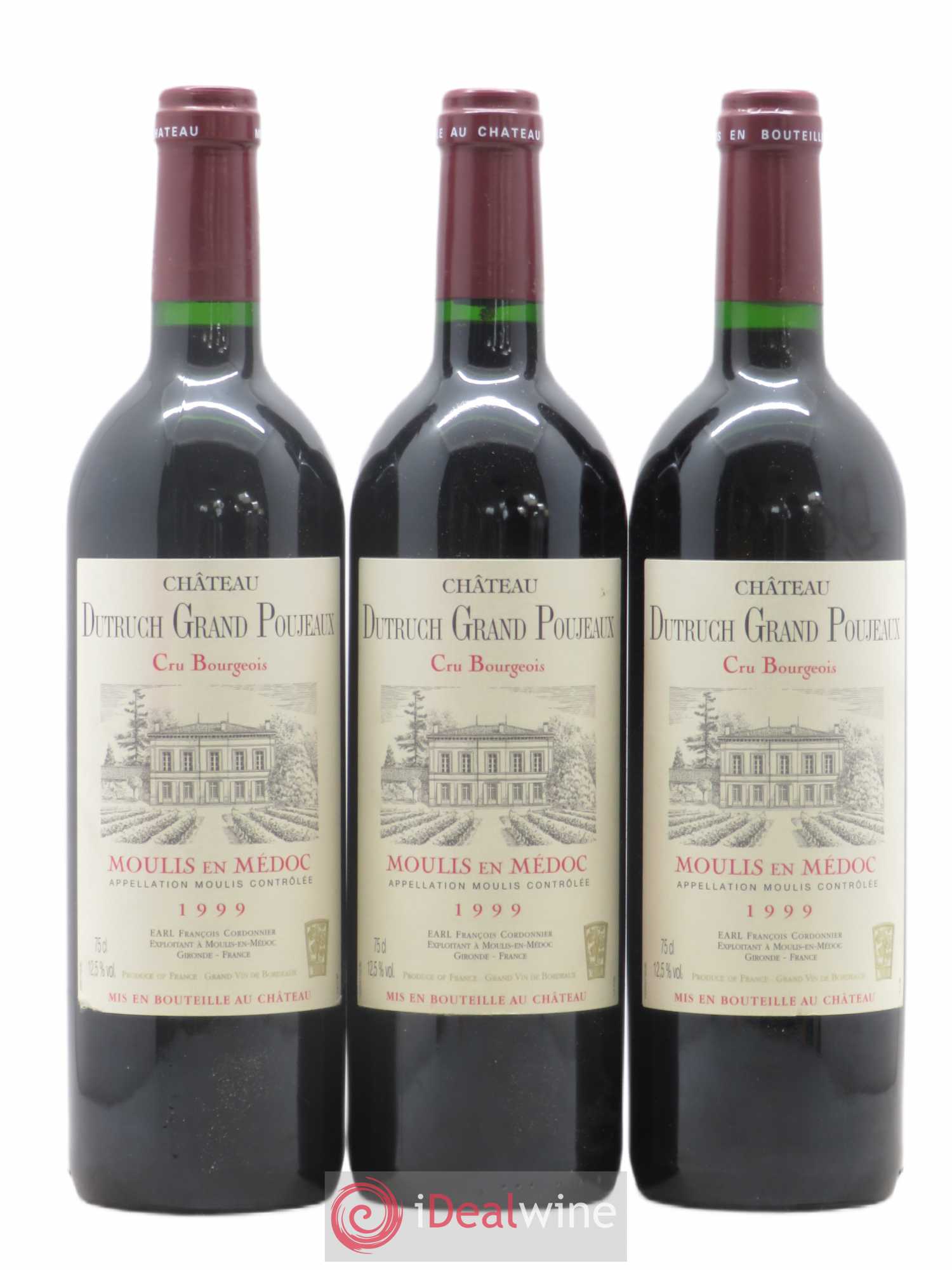 Château Dutruch Grand Poujeaux Cru Bourgeois 1999 - Lot de 3 bouteilles - 0