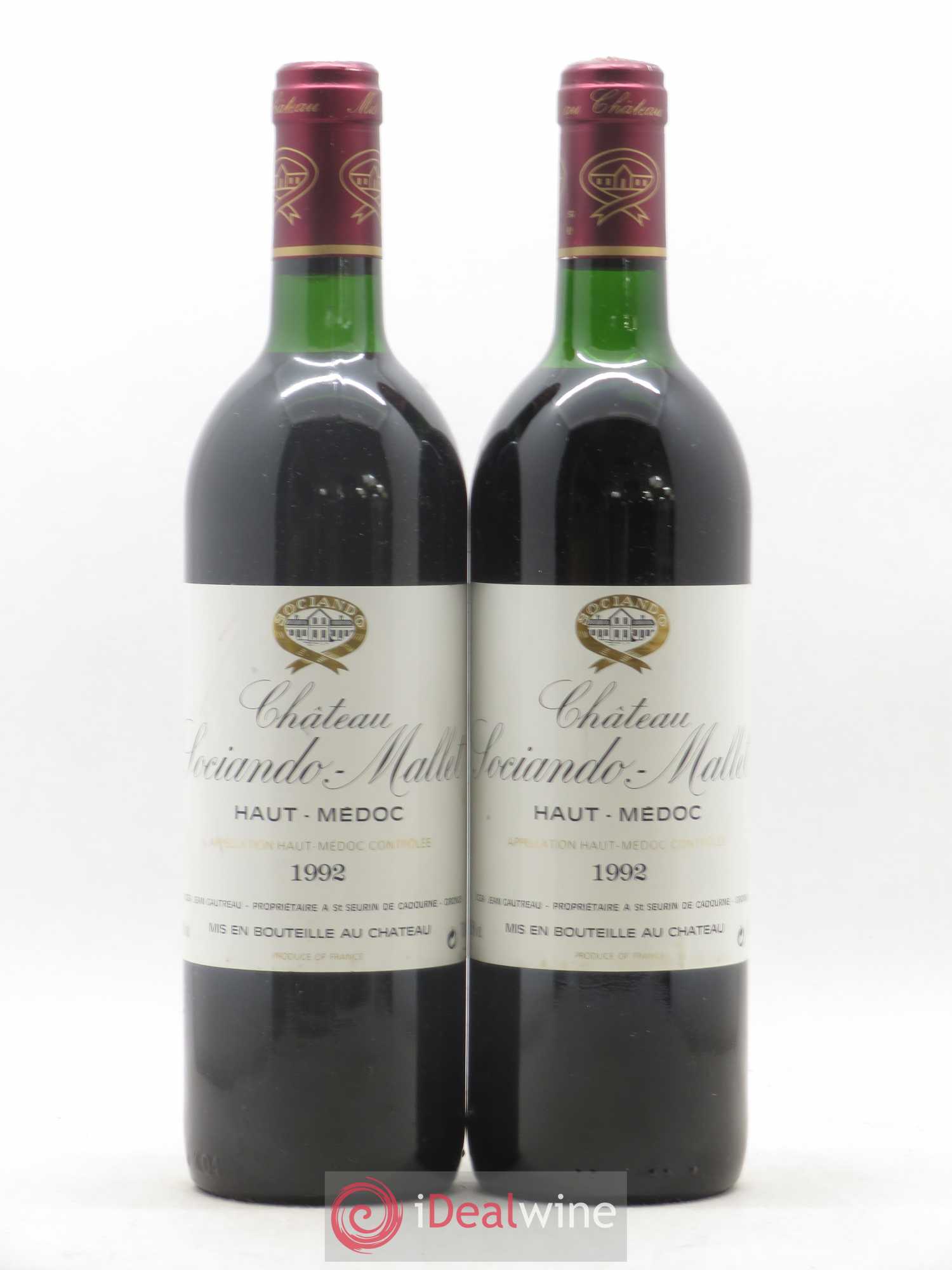 Château Sociando Mallet 1992 - Lot de 2 bouteilles - 0
