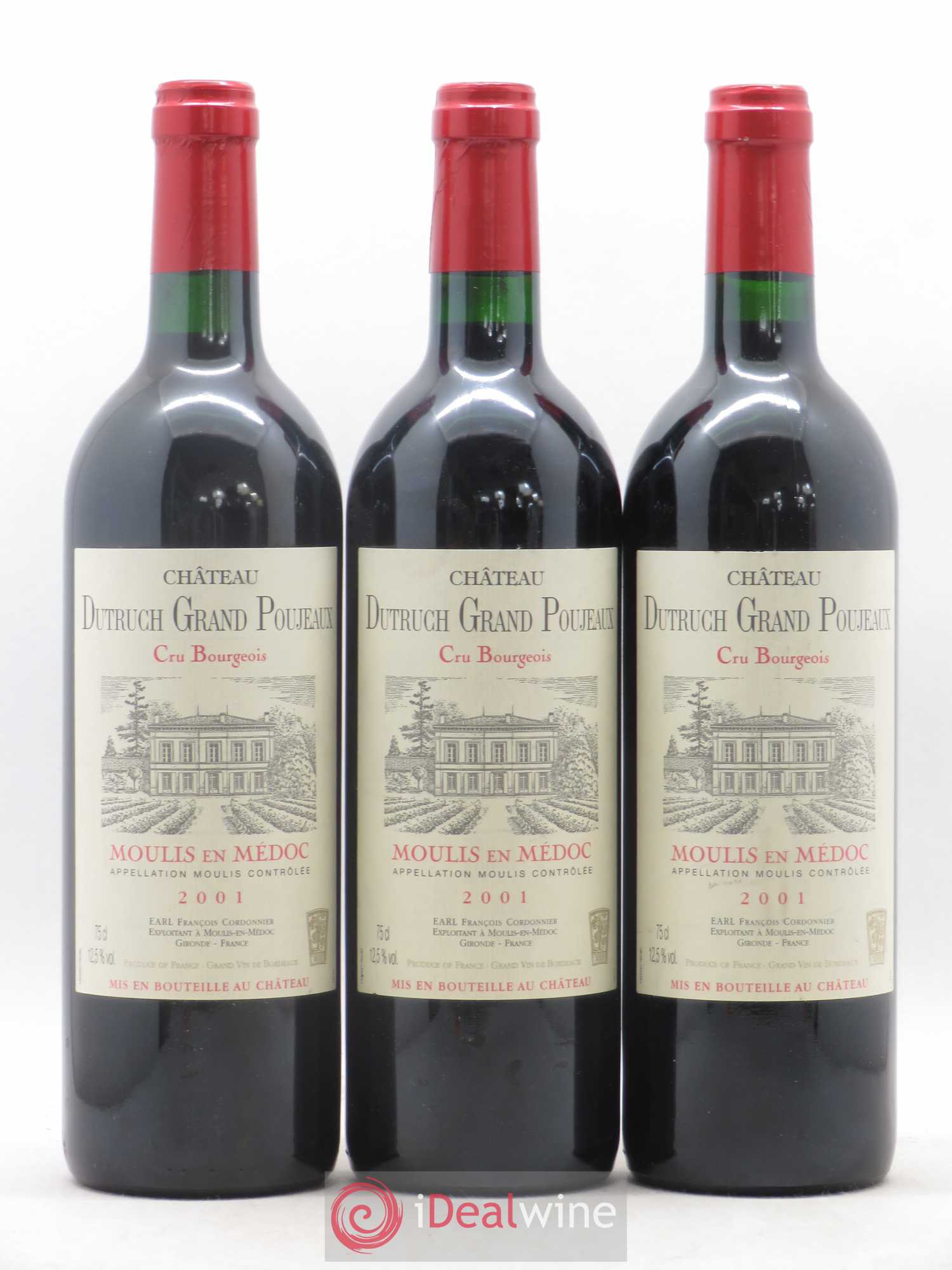 Château Dutruch Grand Poujeaux Cru Bourgeois 2001 - Lot de 3 bouteilles - 0
