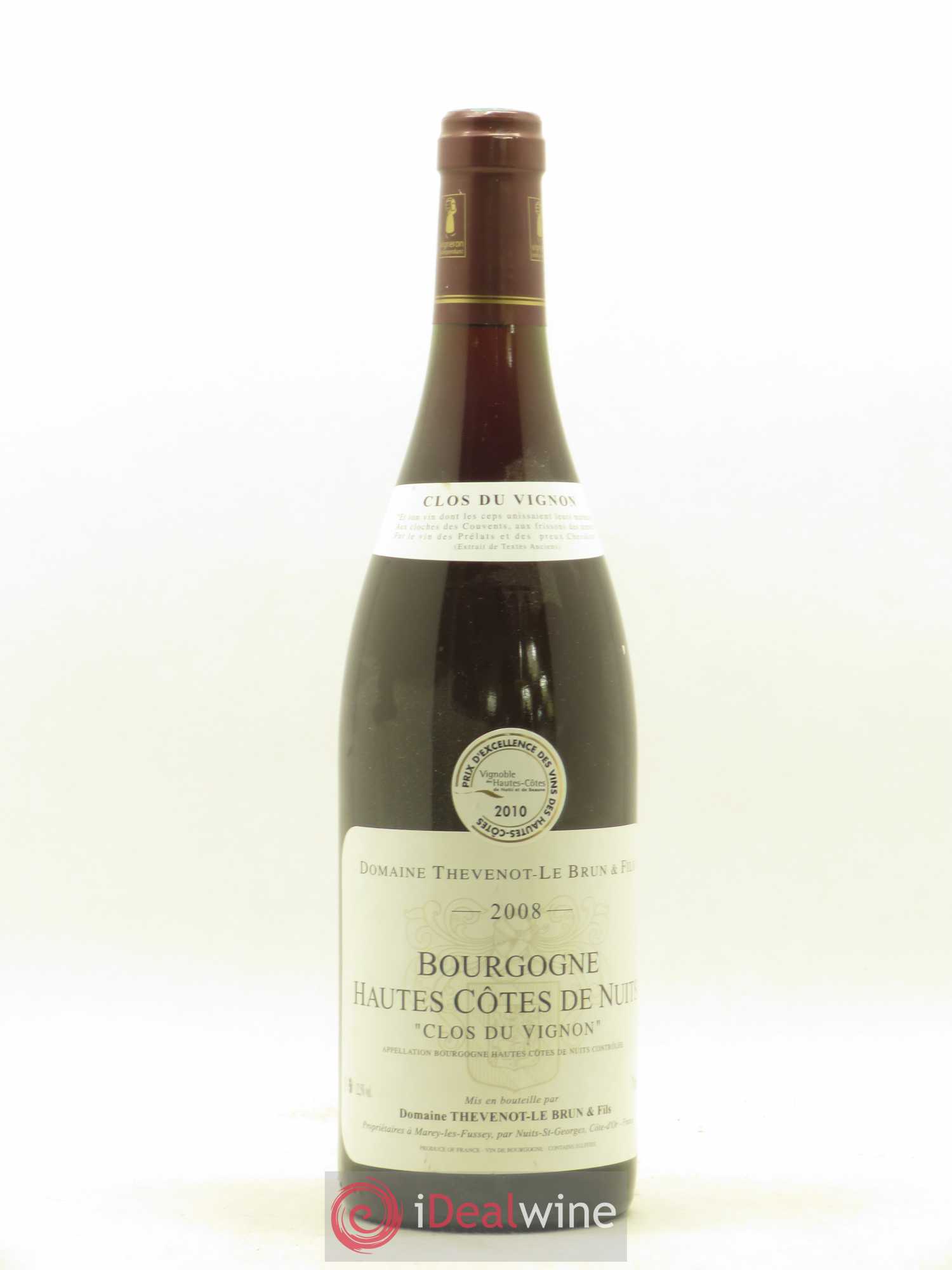 Hautes-Côtes de Nuits Clos du Vignon Domaine Thevenot Lebrun 2008 - Posten von 1 Flasche - 0