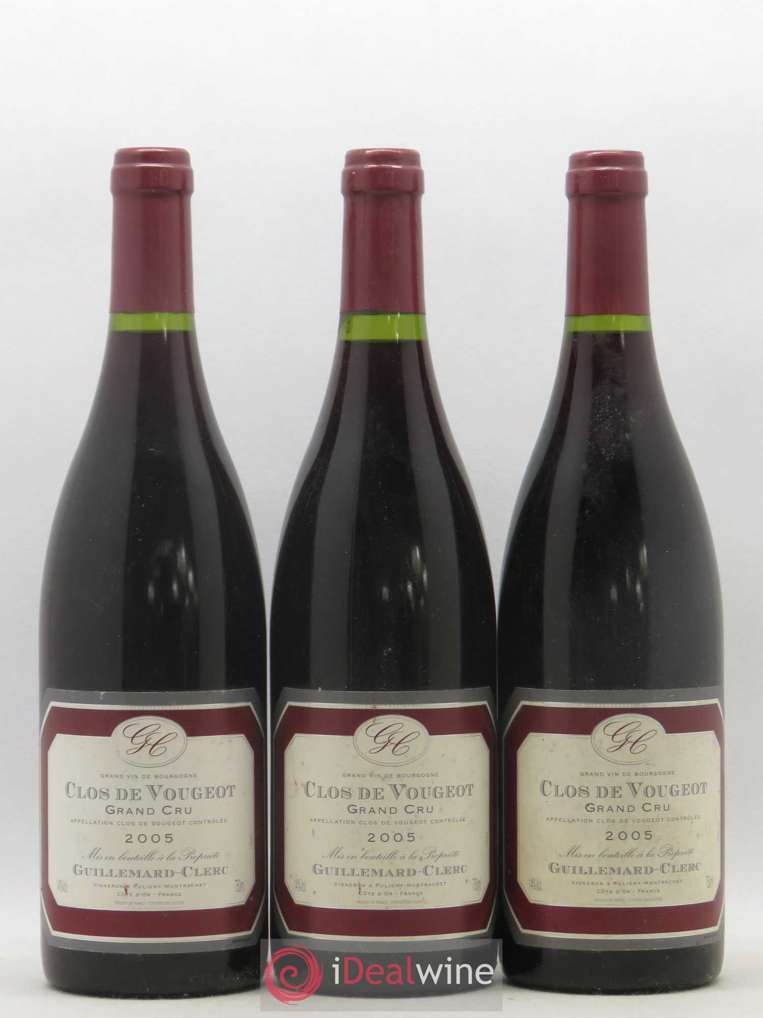 Clos de Vougeot Grand Cru Guillemard Clerc 2005 - Lot de 3 bouteilles - 0
