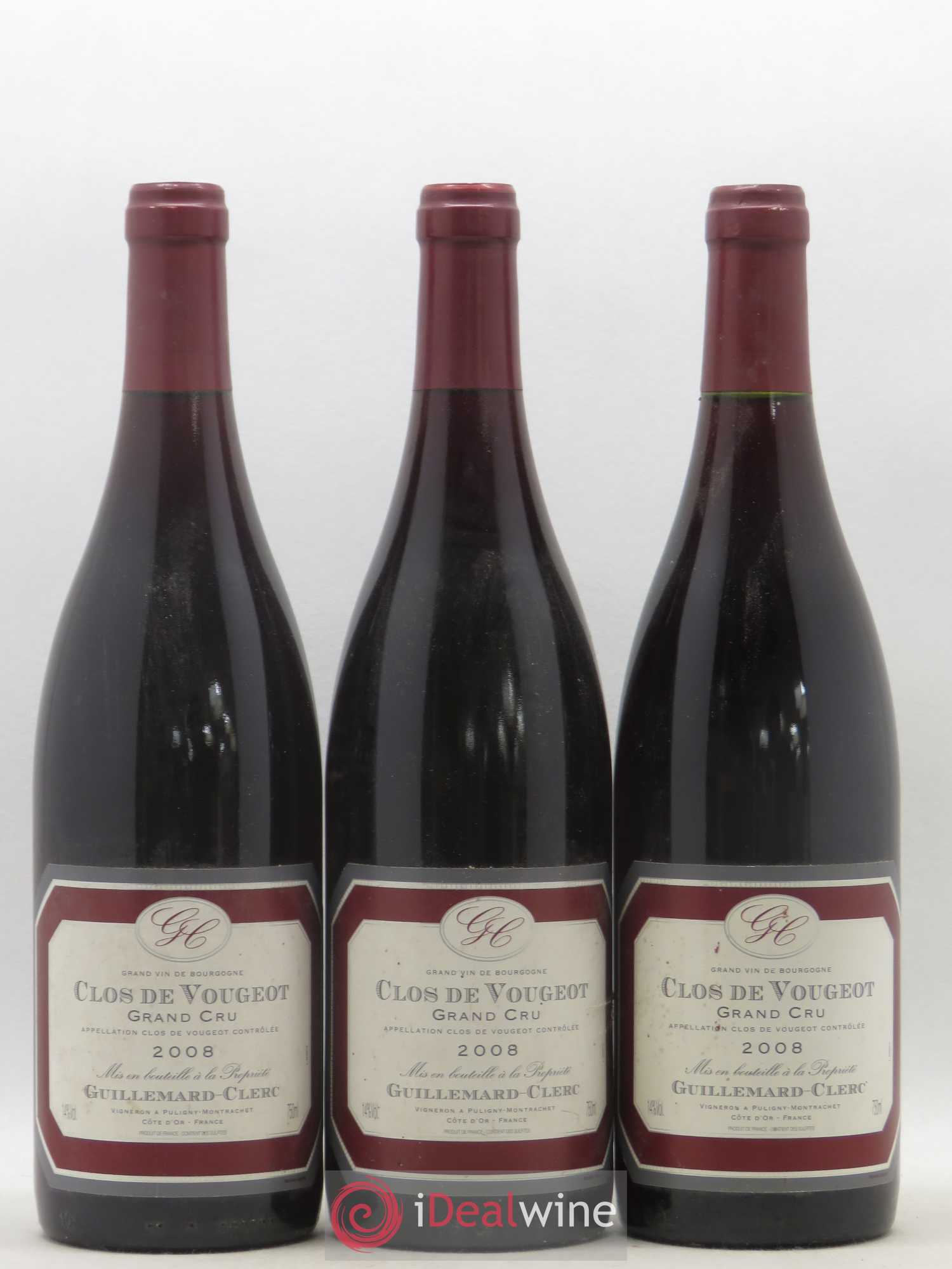 Clos de Vougeot Grand Cru Guillemard Clerc 2008 - Lot de 3 bouteilles - 0