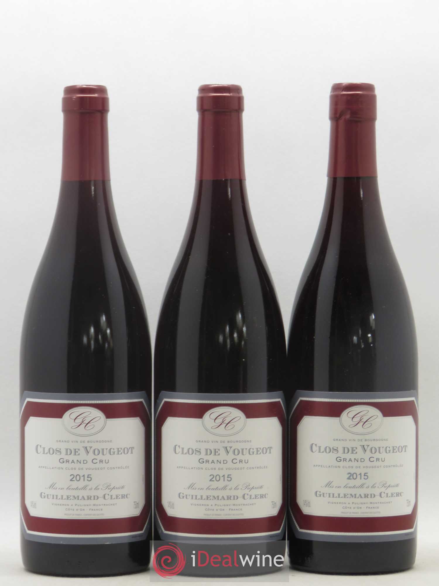 Clos de Vougeot Grand Cru Guillemard Clerc 2015 - Lot de 3 bouteilles - 0
