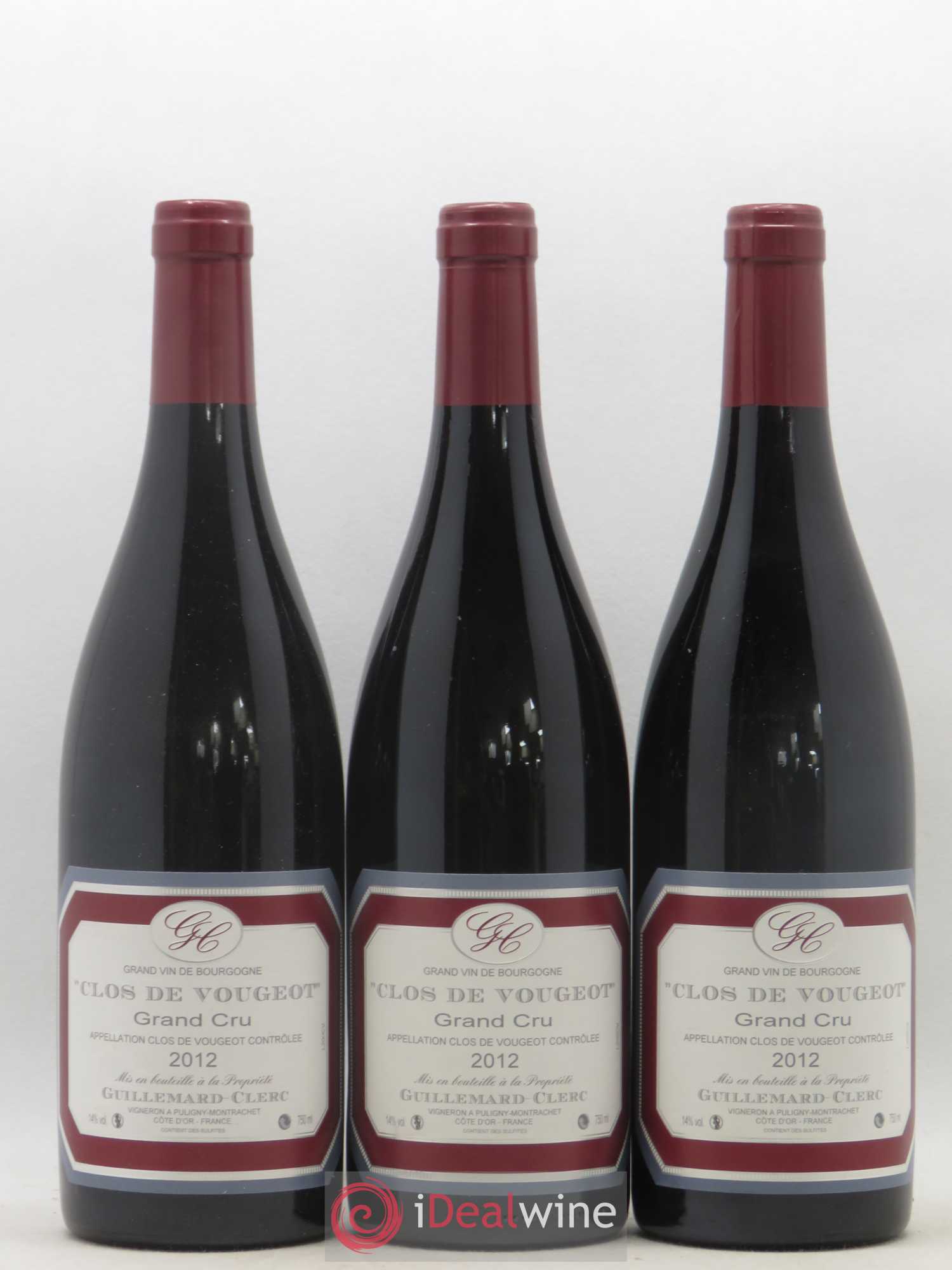 Clos de Vougeot Grand Cru Guillemard Clerc 2012 - Lot de 3 bouteilles - 0