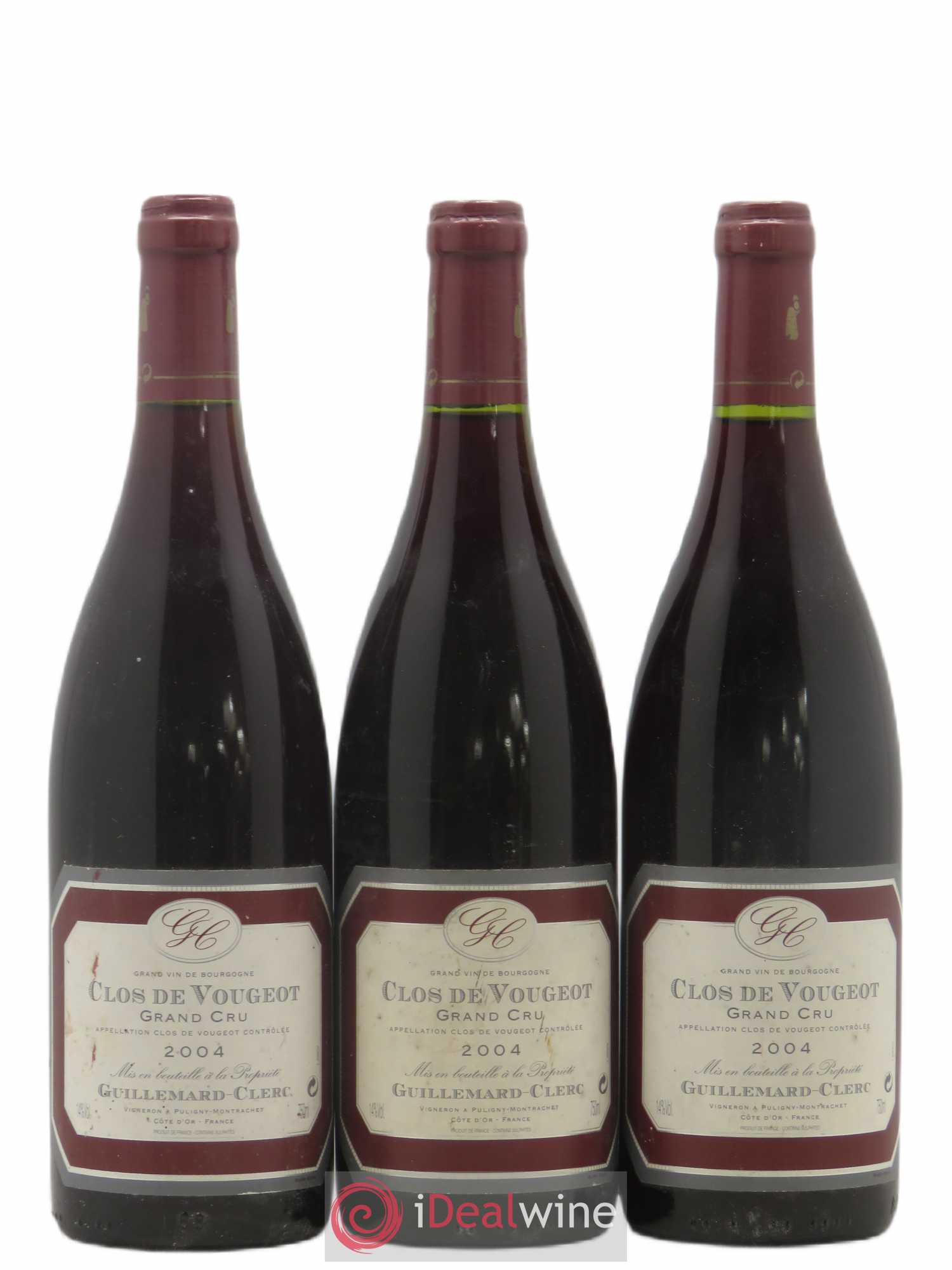 Clos de Vougeot Grand Cru Guillemard Clerc 2004 - Lot de 3 bouteilles - 0