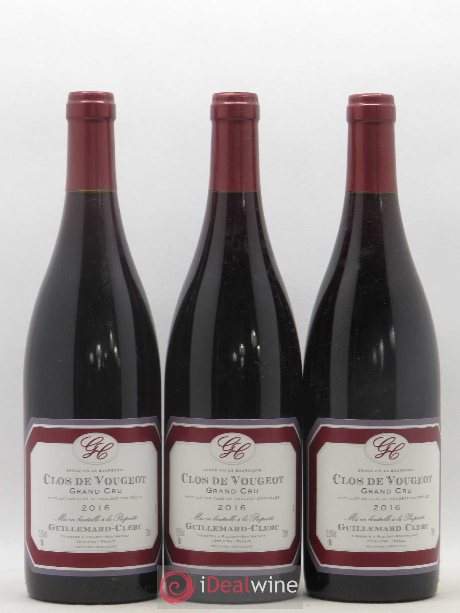 Clos de Vougeot Grand Cru Guillemard Clerc 2016 - Lot de 3 bouteilles - 0