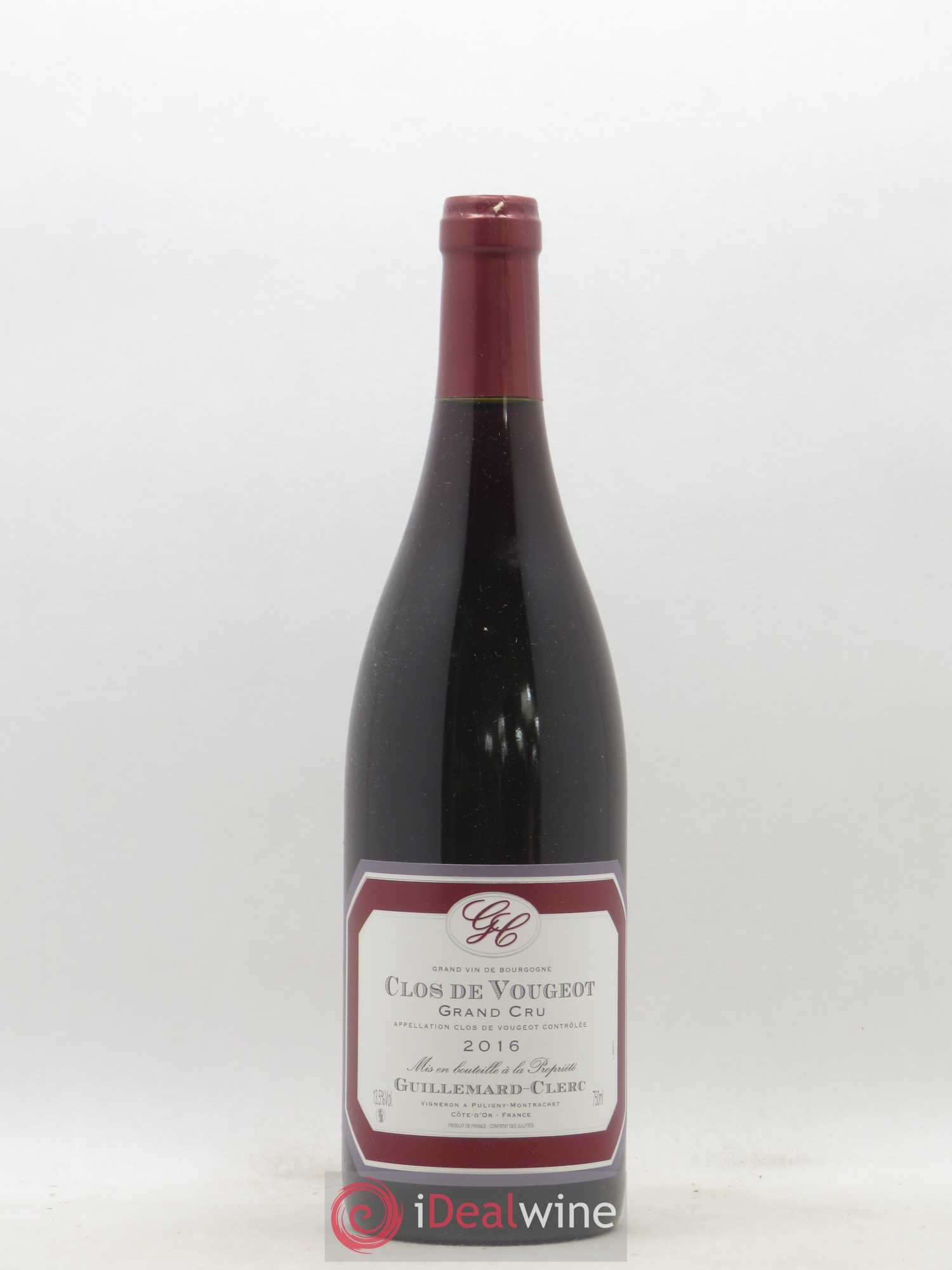 Clos de Vougeot Grand Cru Guillemard Clerc 2016 - Lot de 1 bouteille - 0