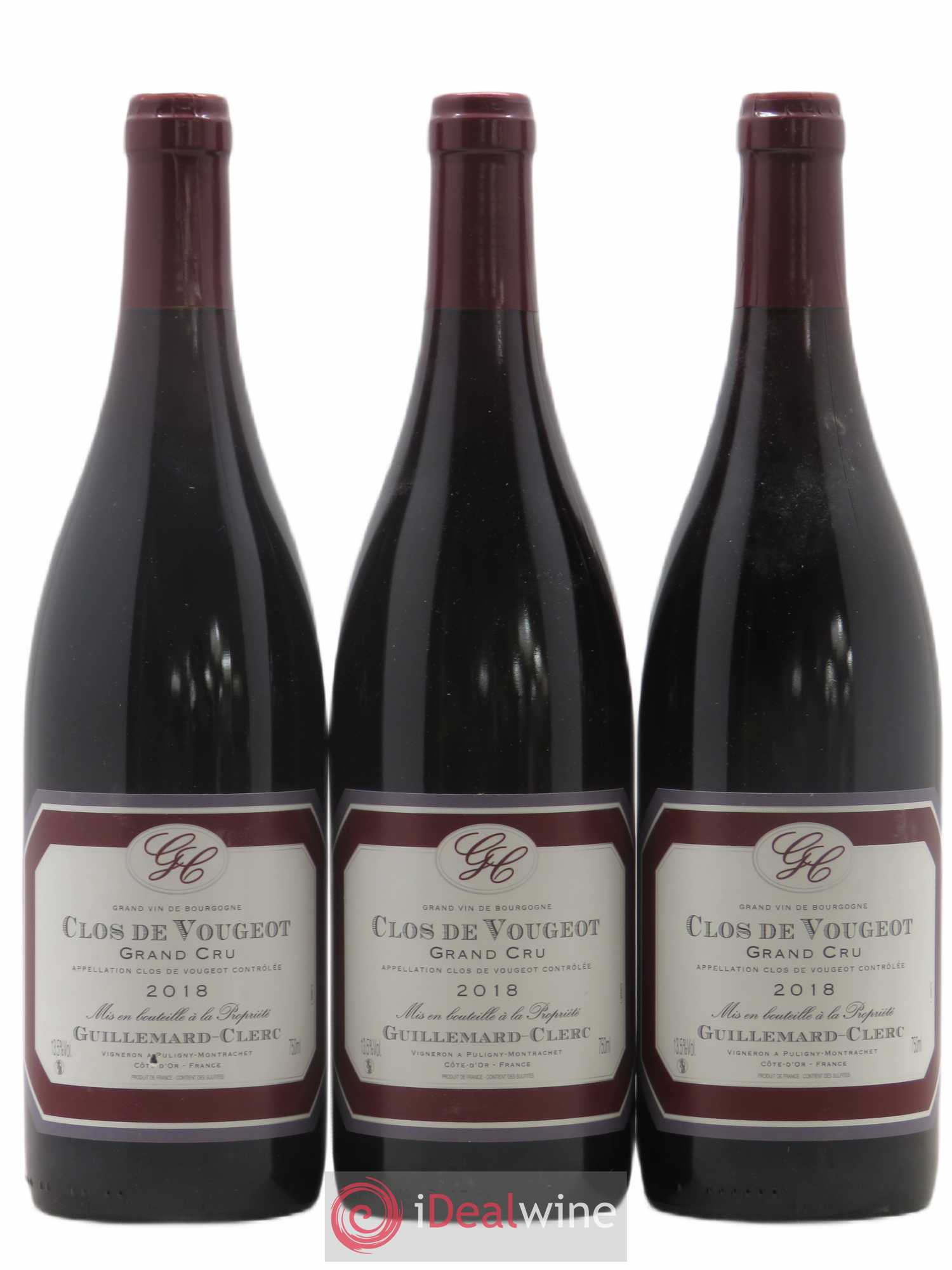 Clos de Vougeot Grand Cru Guillemard Clerc 2018 - Lot de 3 bouteilles - 0