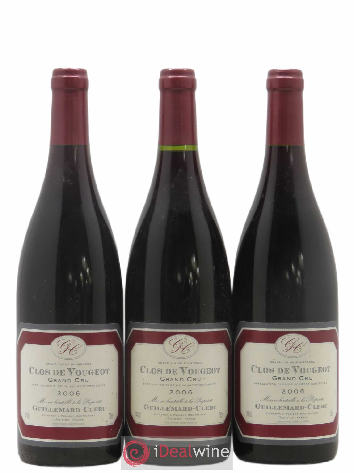 Clos de Vougeot Grand Cru Guillemard Clerc 2006 - Lot de 3 bouteilles - 0