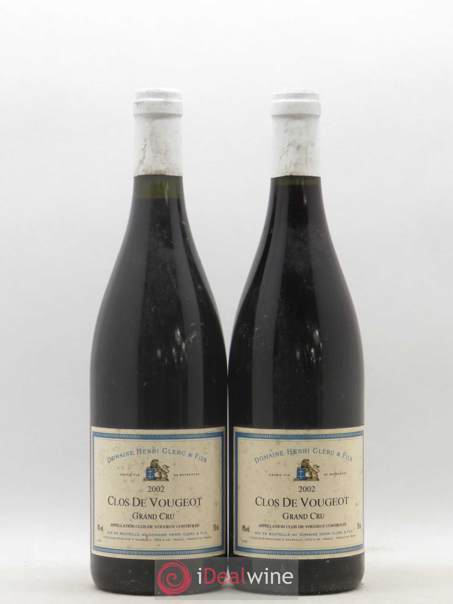 Clos de Vougeot Grand Cru Henri Clerc 2002 - Lot de 2 bouteilles - 0