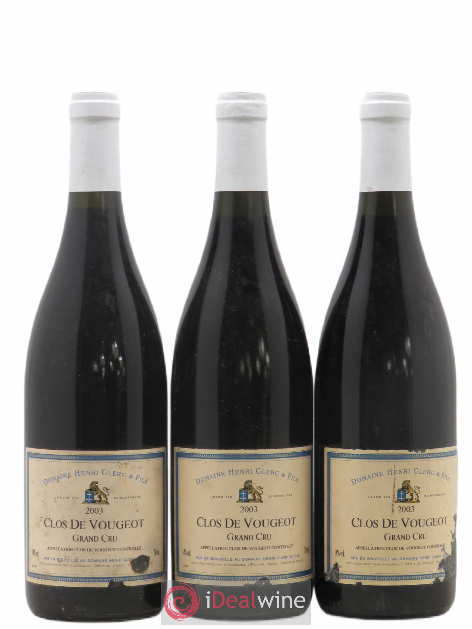 Clos de Vougeot Grand Cru Henri Clerc 2003 - Lot de 3 bouteilles - 0