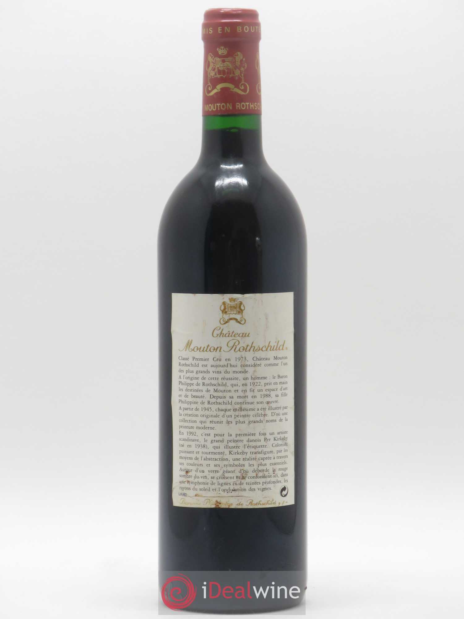 Château Mouton Rothschild 1er Grand Cru Classé 1992 - Lot de 1 bouteille - 1
