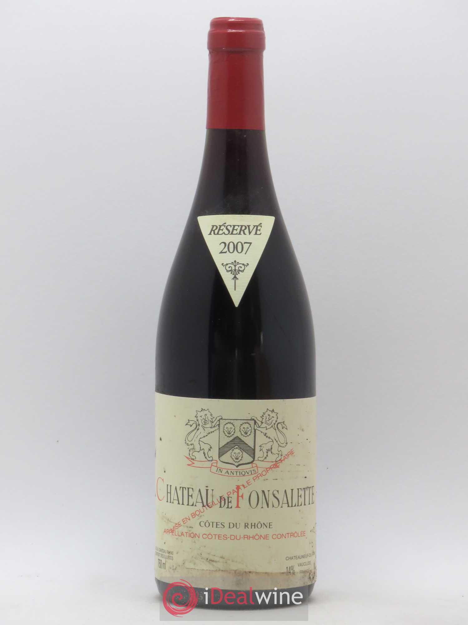 Côtes-du-Rhône Château de Fonsalette Emmanuel Reynaud 2007 - Lot de 1 bouteille - 0