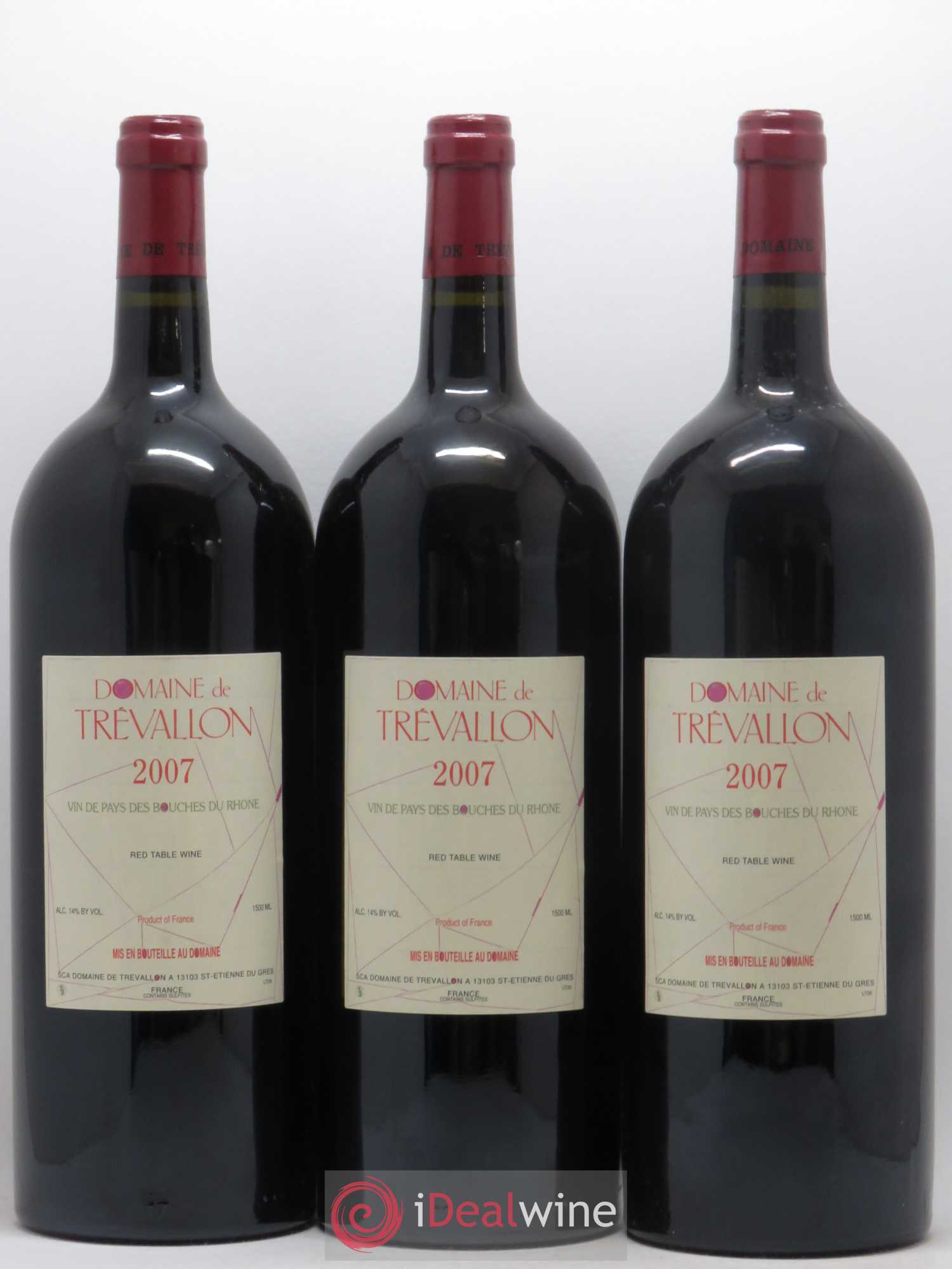 VDP Bouches du Rhône Trévallon (Domaine de) Eloi Dürrbach 2007 - Lot of 3 magnums - 0