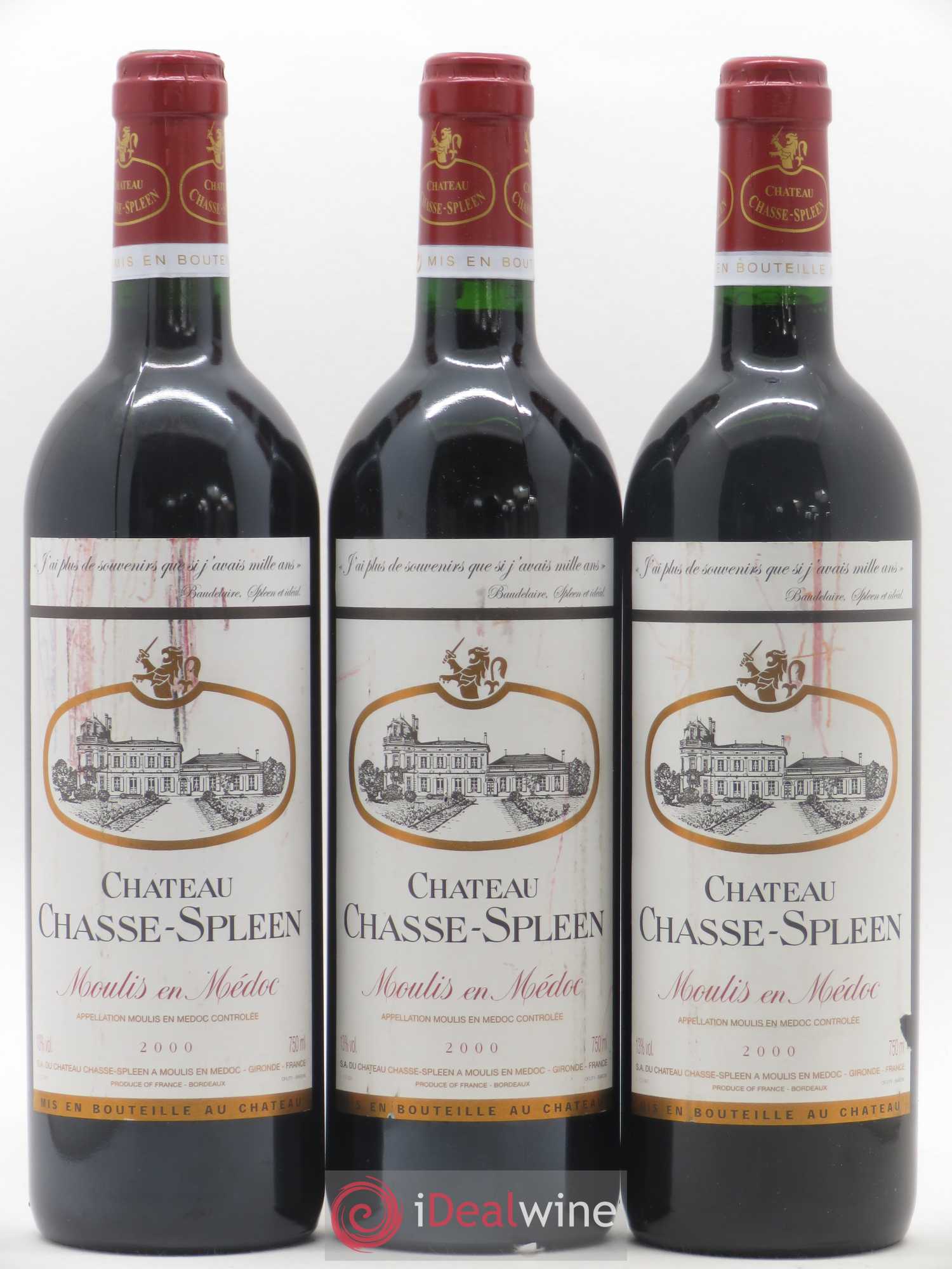 Château Chasse Spleen 2000 - Lot de 3 bouteilles - 0