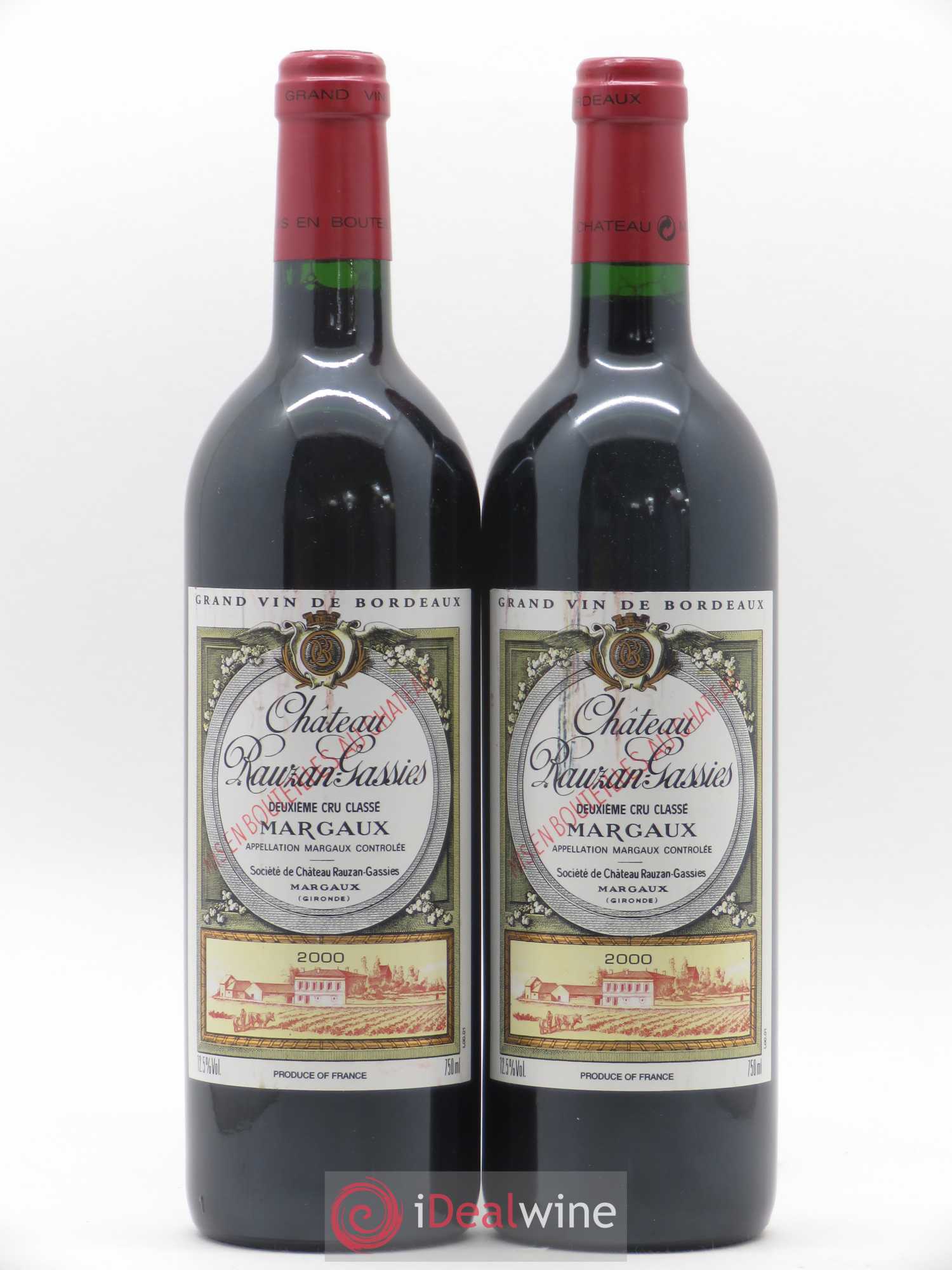 Château Rauzan-Gassies 2ème Grand Cru Classé 2000 - Lot de 2 bouteilles - 0