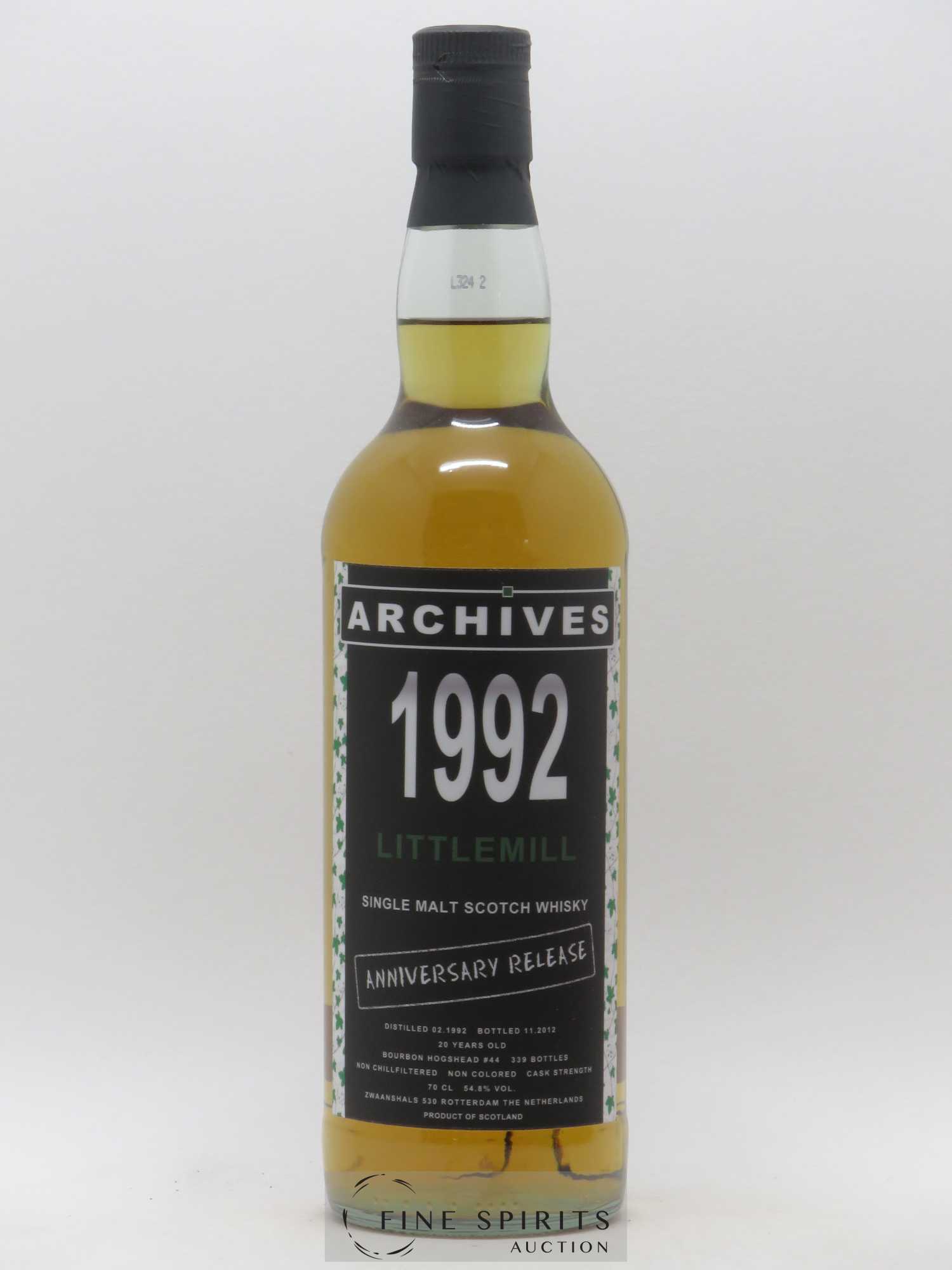 Littlemill 20 years 1992 Archives Bourbon Hogshead n°44 - One of 339 - bottled 2012 Zwaanshals Anniversary Release - Lot de 1 bouteille - 0