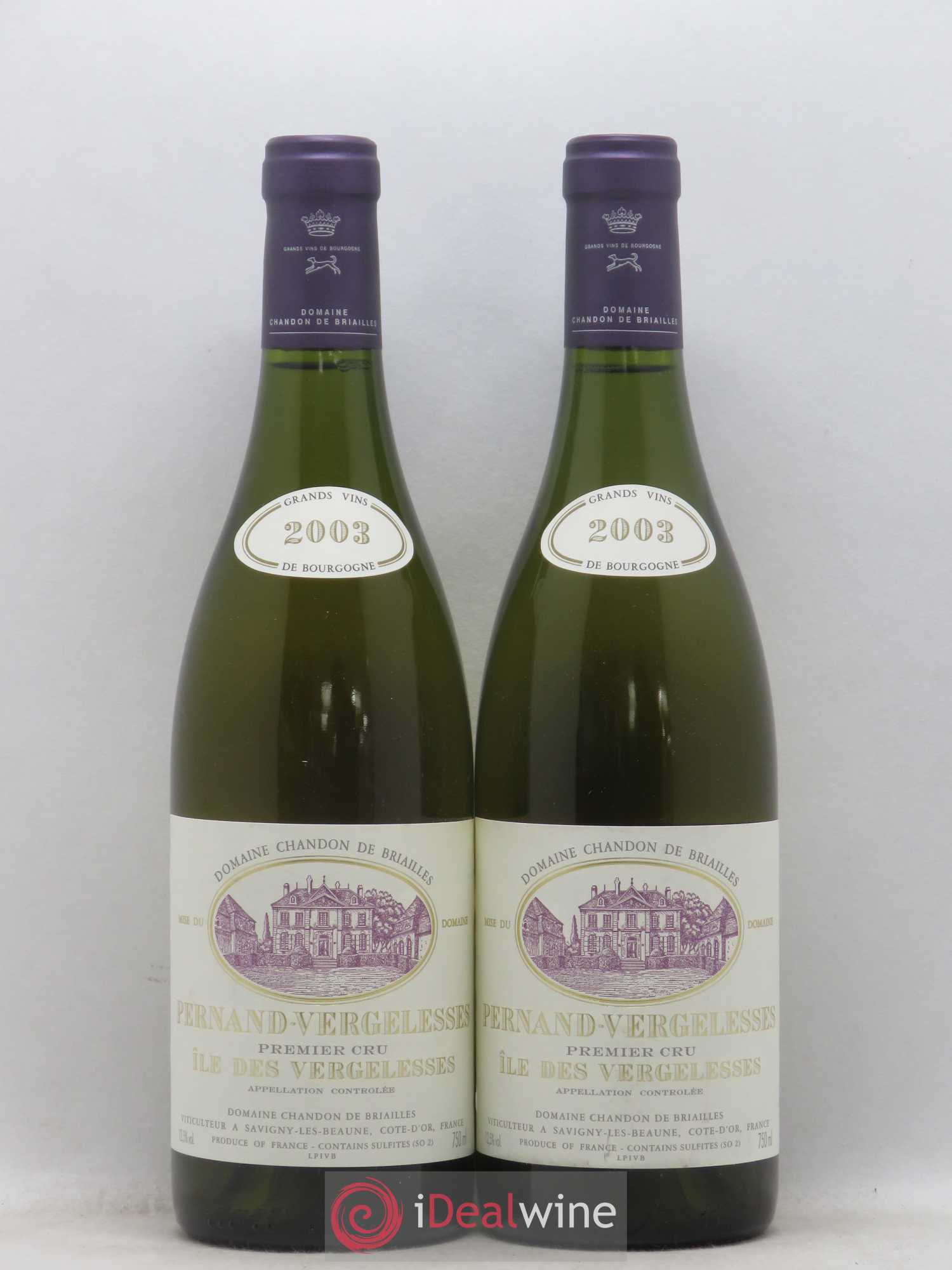 Pernand-Vergelesses 1er Cru Ile des Vergelesses Chandon de Briailles (sans prix de réserve) 2003 - Posten von 2 Flaschen - 0