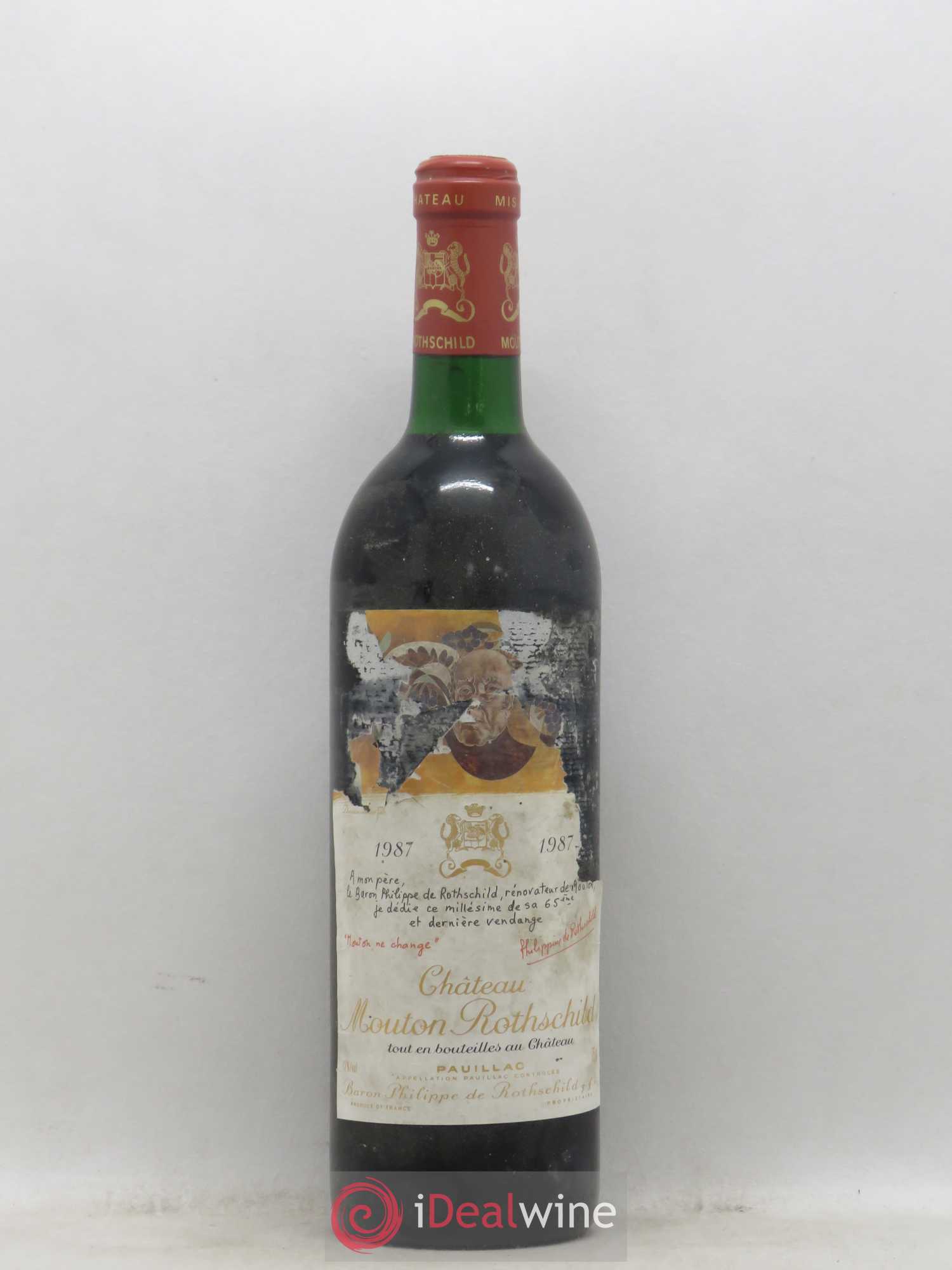 Château Mouton Rothschild 1er Grand Cru Classé 1987 - Lot de 1 bouteille - 0