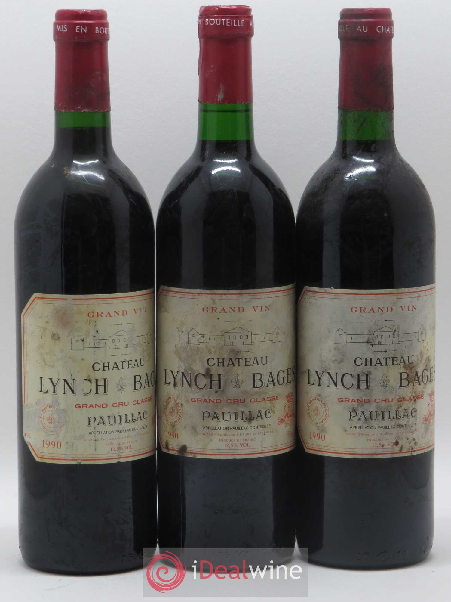 Château Lynch Bages 5ème Grand Cru Classé 1990 - Lot de 3 bouteilles - 0