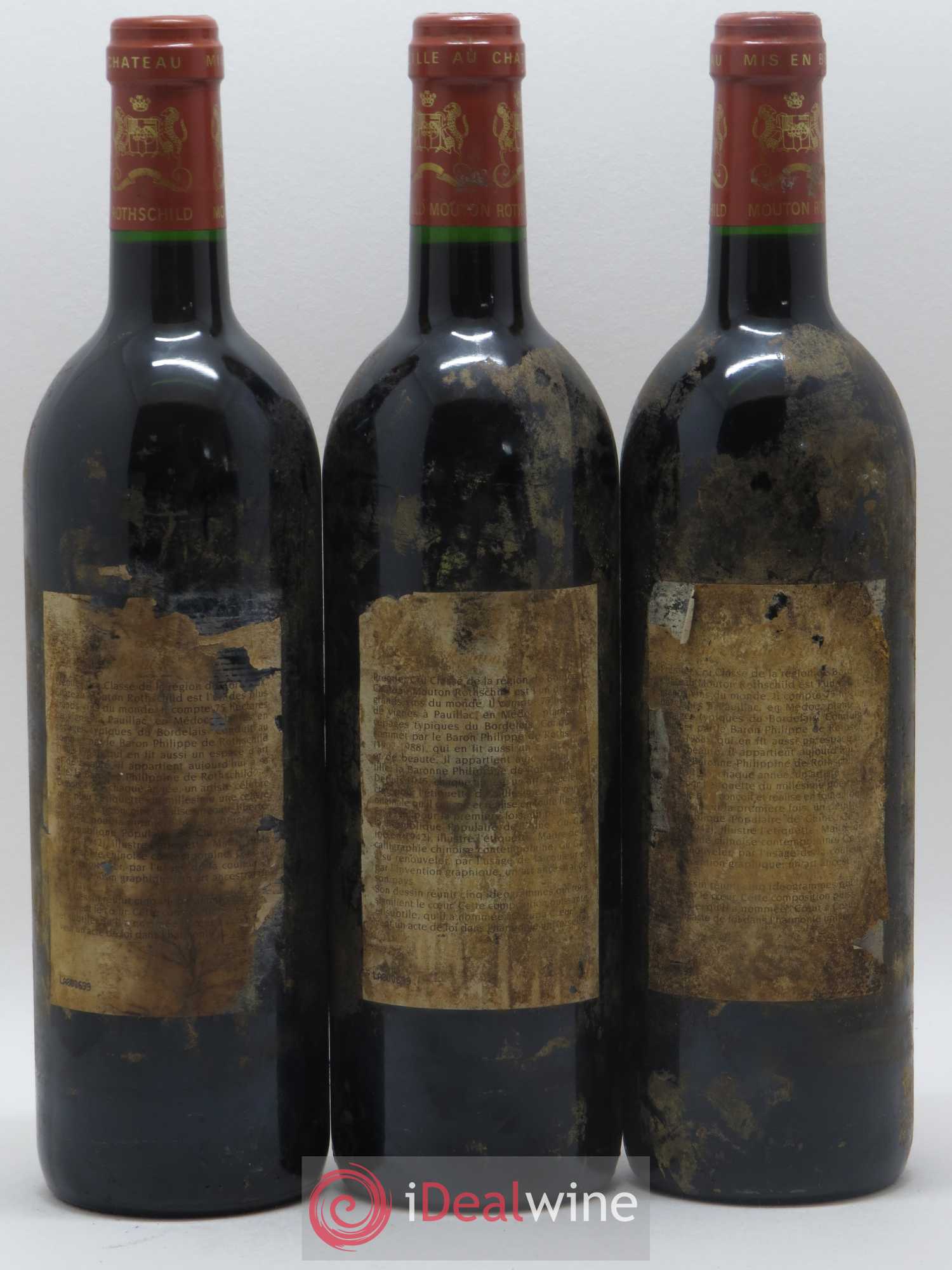 Château Mouton Rothschild 1er Grand Cru Classé 1996 - Lot de 3 bouteilles - 1