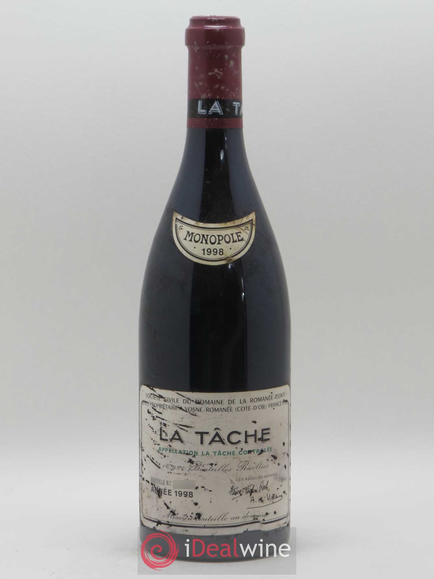 La Tâche Grand Cru Domaine de la Romanée-Conti 1998 - Lot de 1 bouteille - 0