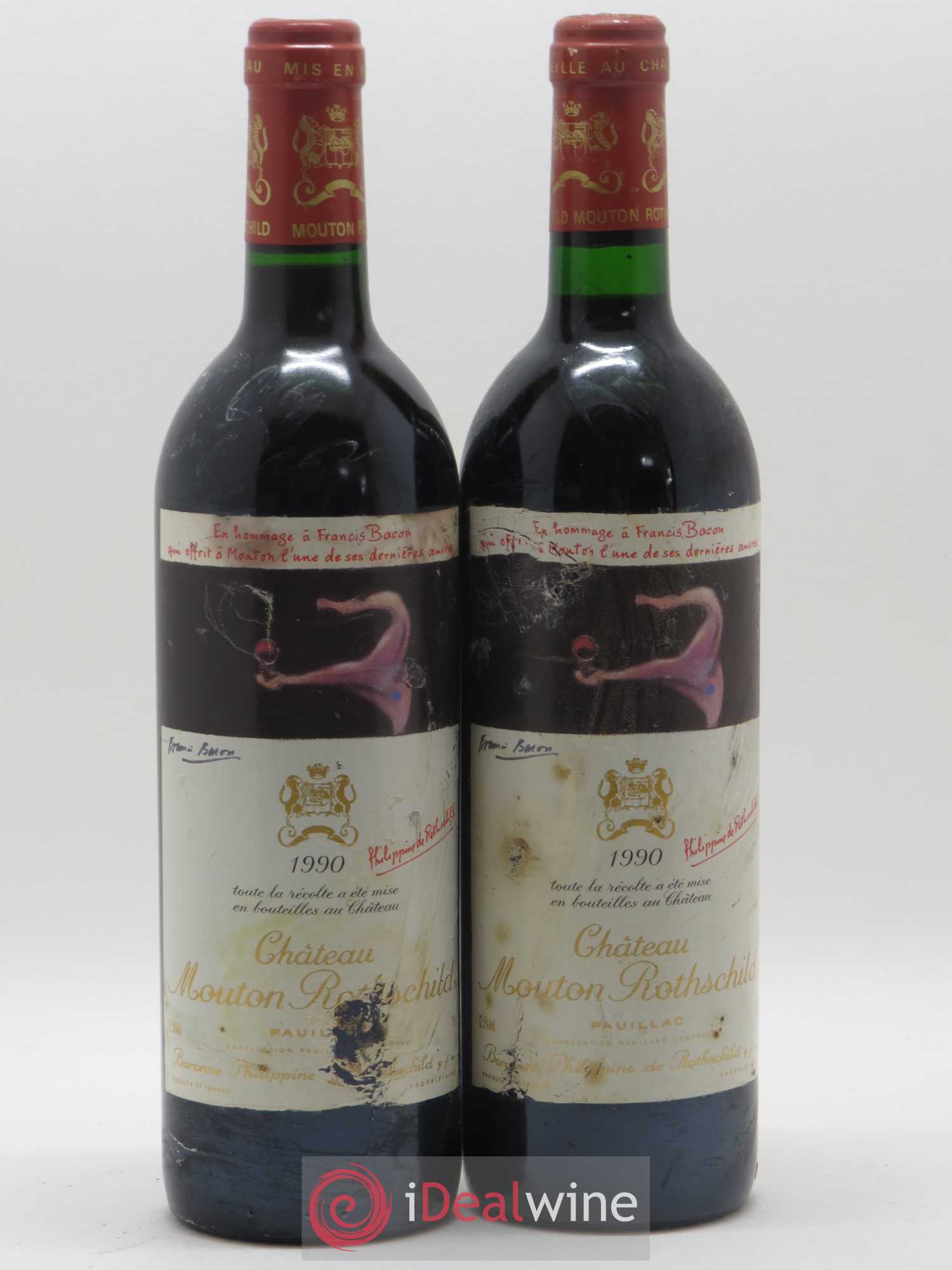Château Mouton Rothschild 1er Grand Cru Classé 1990 - Lot de 2 bouteilles - 0