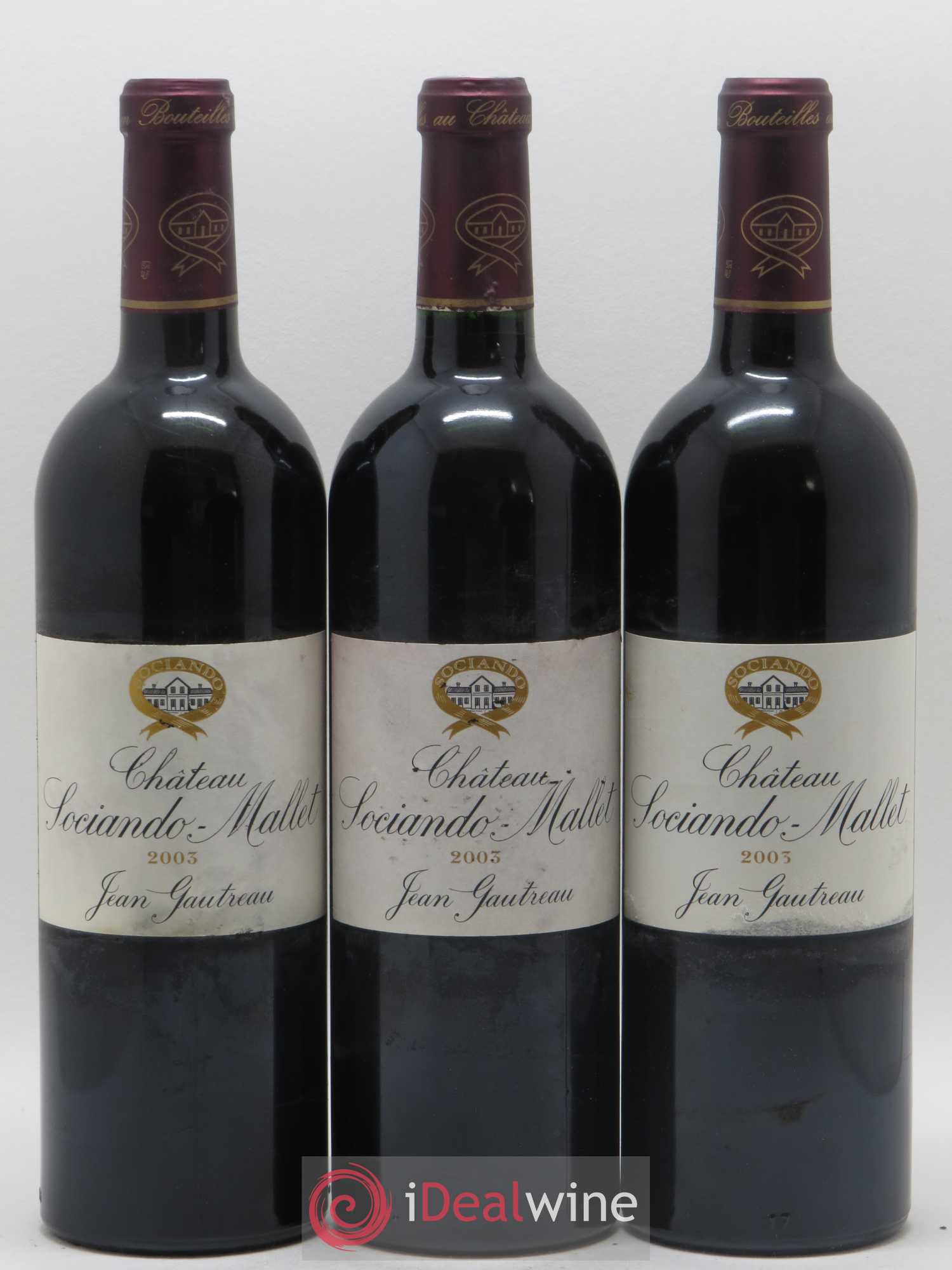 Château Sociando Mallet 2003 - Lot de 3 bouteilles - 0