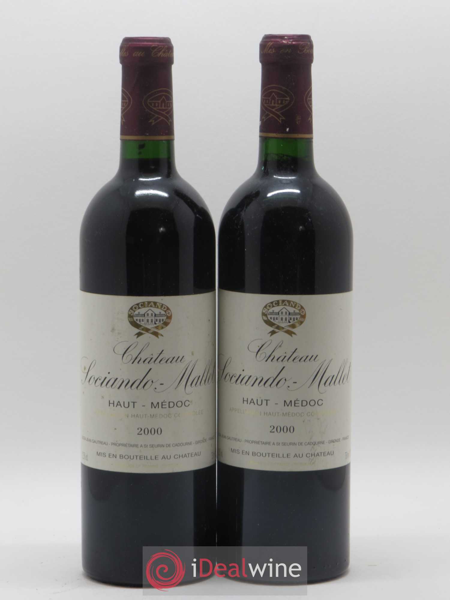 Château Sociando Mallet 2000 - Lot de 2 bouteilles - 0